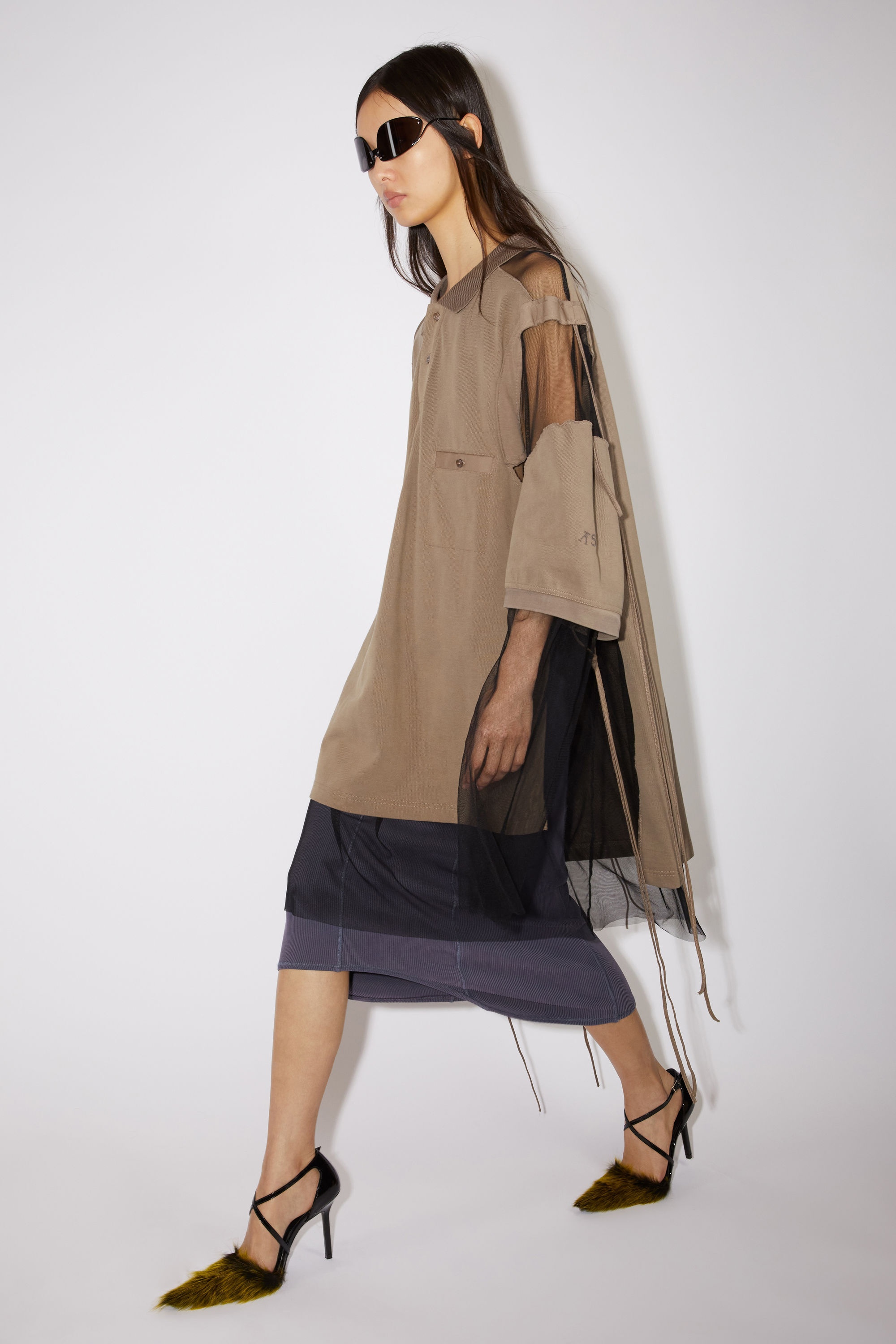 Polo tulle net dress - Taupe grey - 4