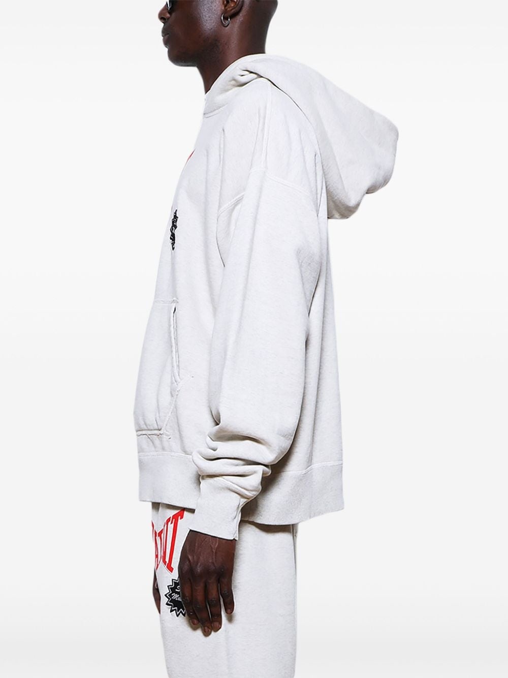 logo-print cotton hoodie - 4