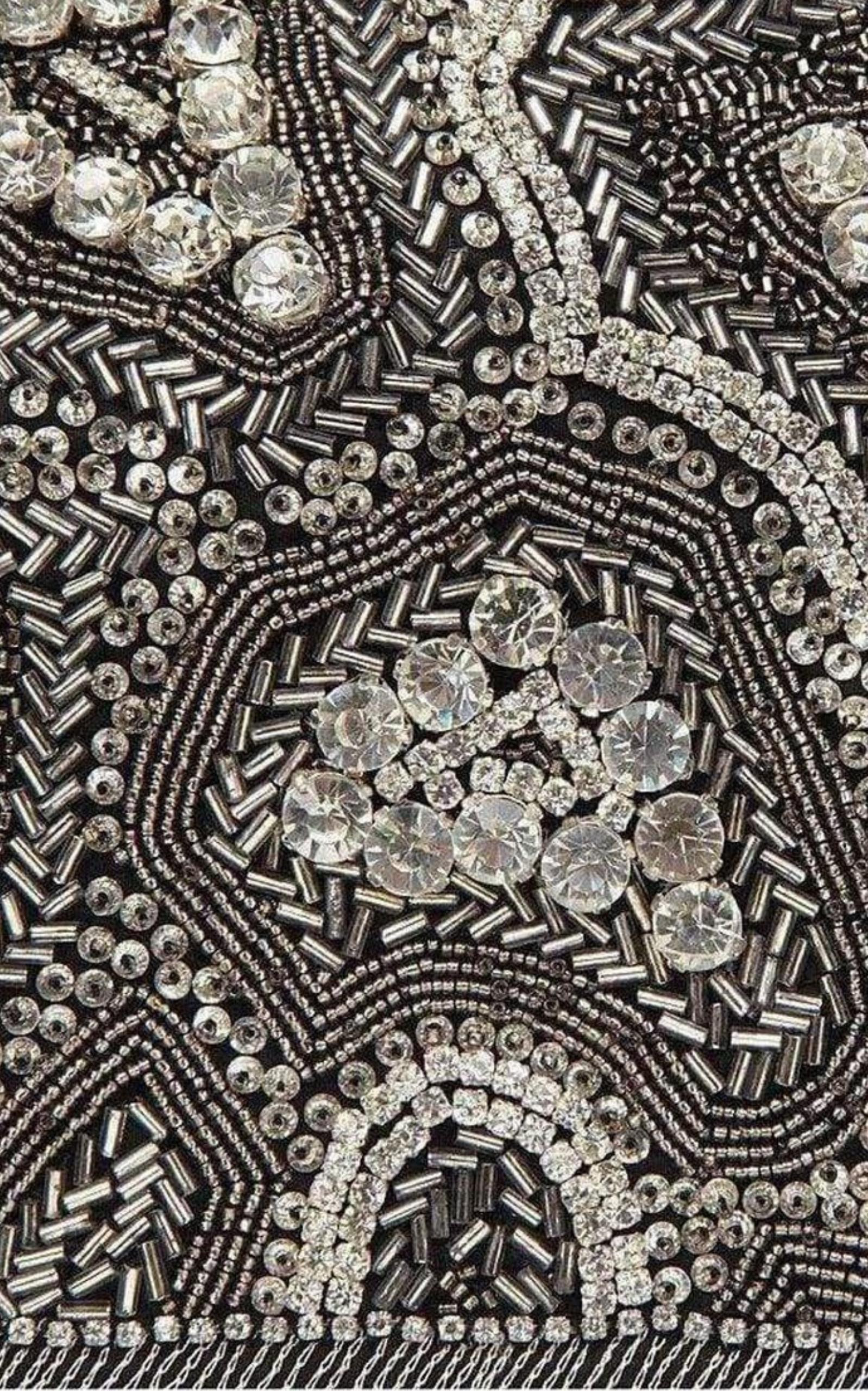 Black Nabuck Leather & Swarovski Crystal Clutch - 6