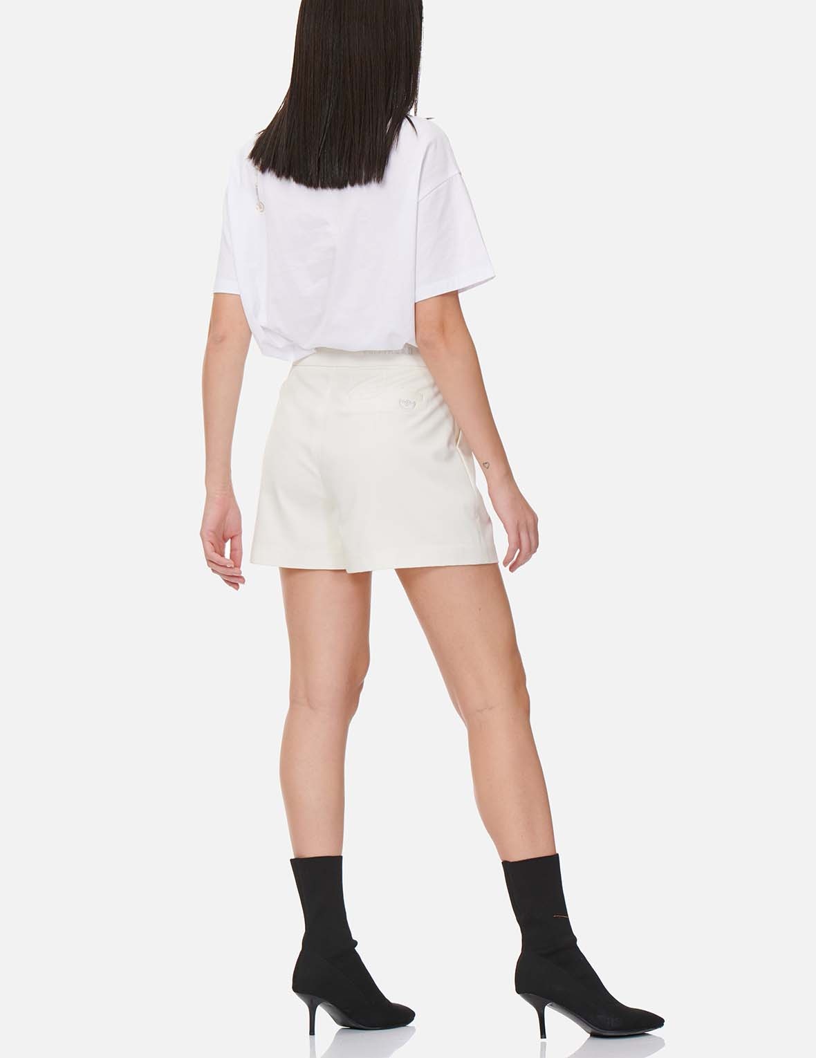 Partial Leather Buckle Belt Shorts - 6