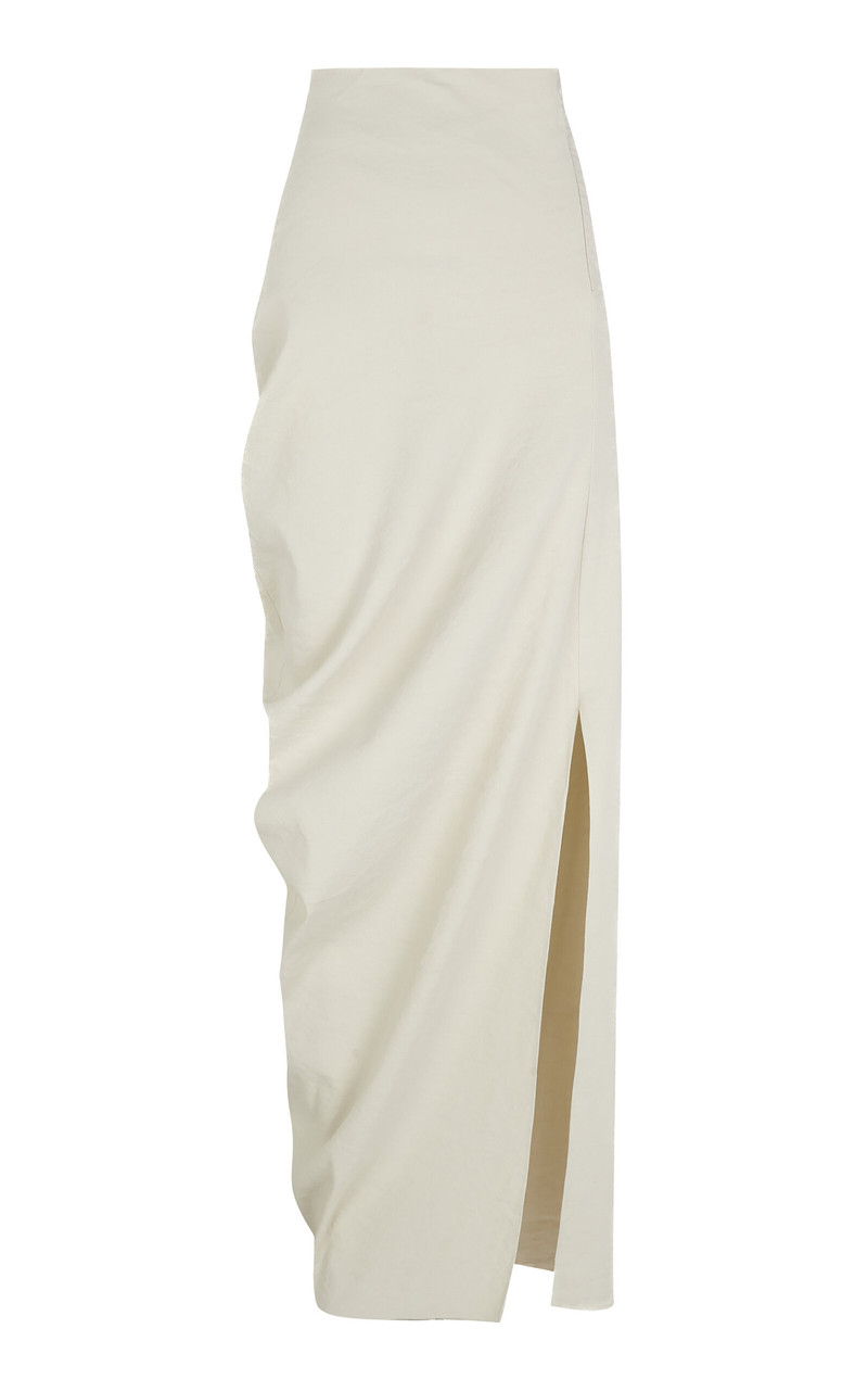 Arne Asymmetric Linen-Blend Maxi Skirt off-white 1