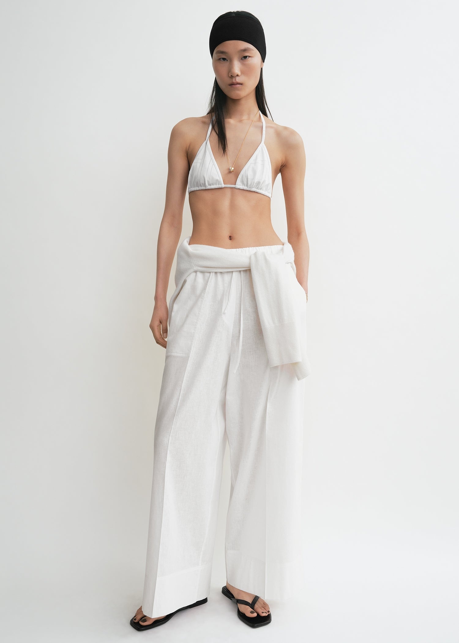 Monogram pointelle bikini top white - 3