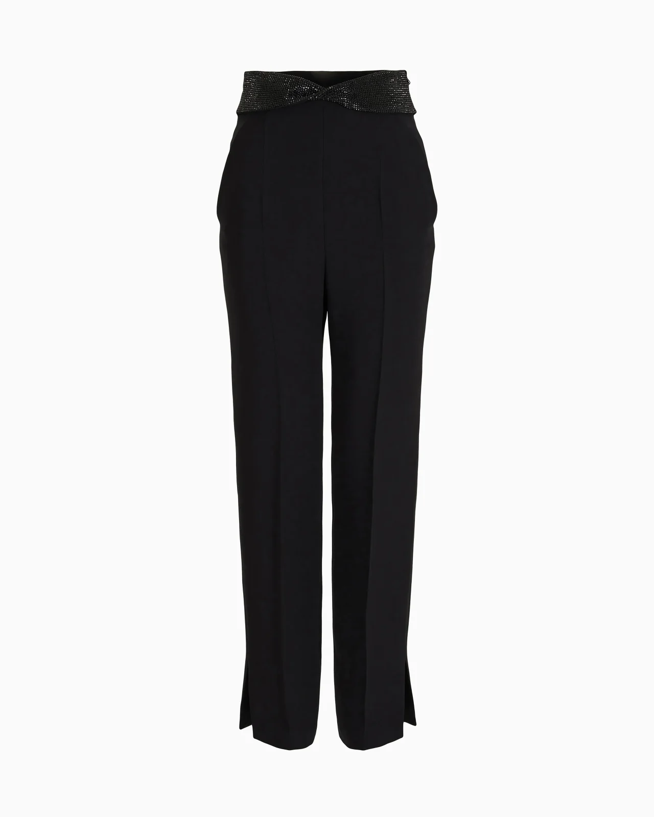 Straight trousers in silk cady with rhinestone details - 1