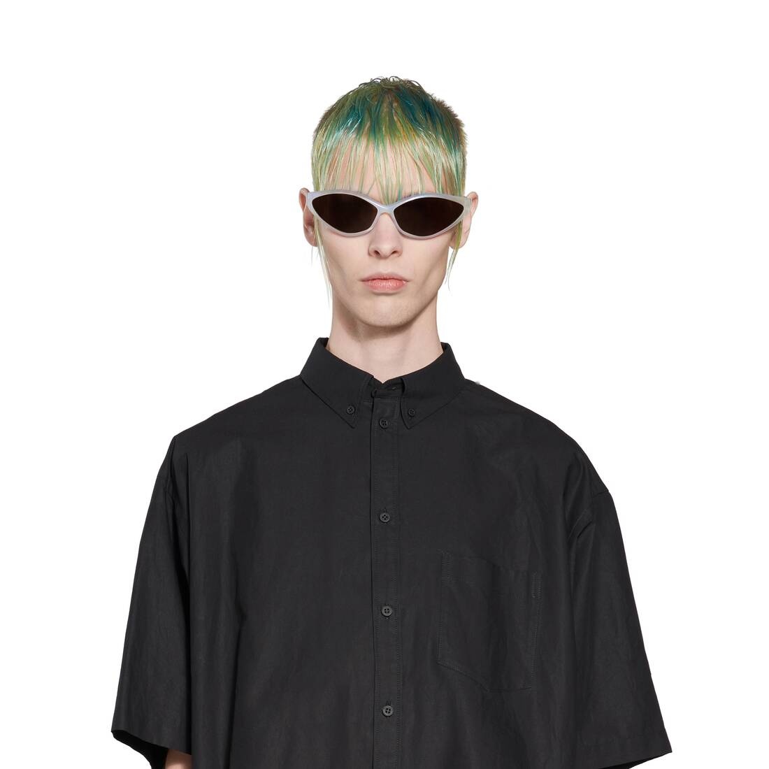 Men's Tape Type Short Sleeve Shirt Large Fit in Black - 5