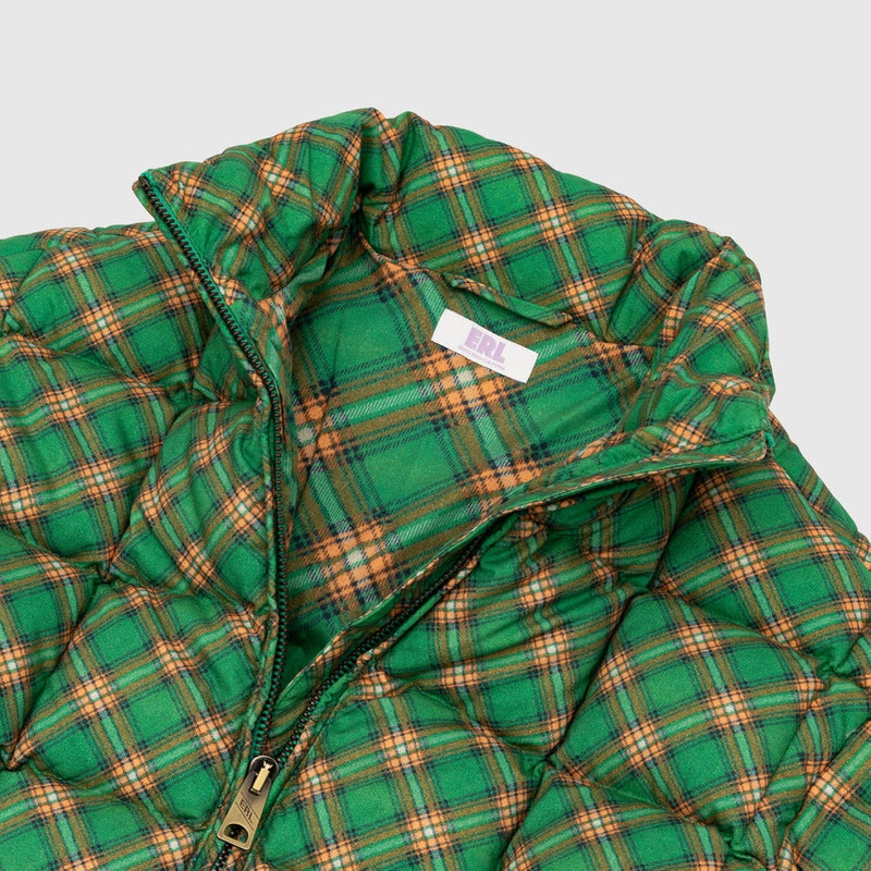 ERL QUILTED GREEN PLAID PUFFER JACKET outlook