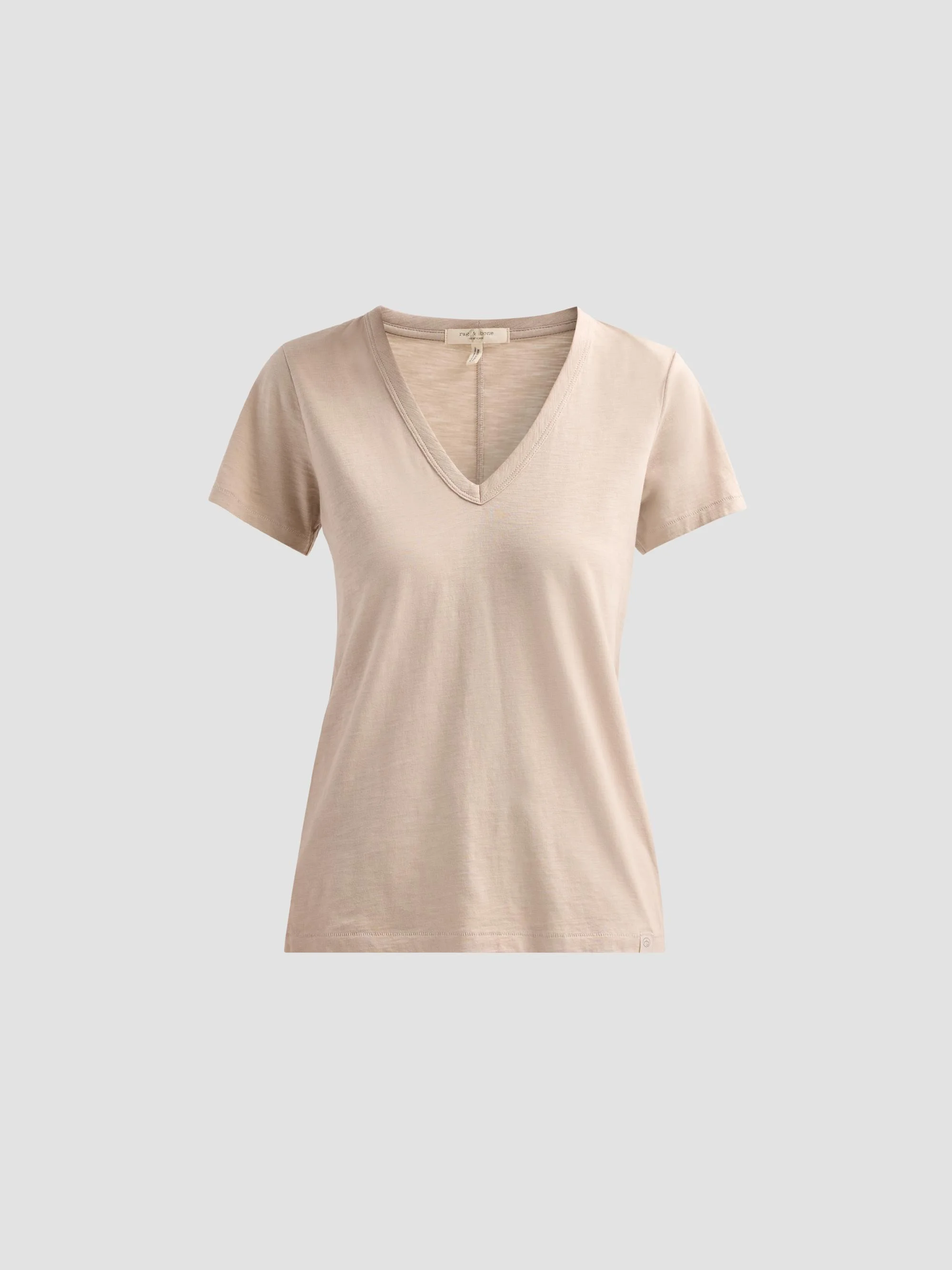 Women's The Slub Vee V-Neck T-Shirt - Soft Beige - 1