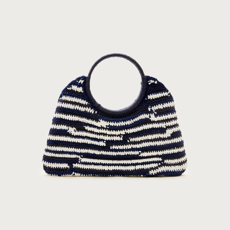 Handcrocheted top-handle bag in stripe 1