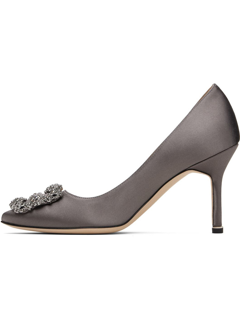 Manolo Blahnik Gray Hangisi Heels outlook