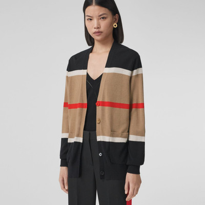 Burberry Striped Cashmere Silk Cardigan outlook