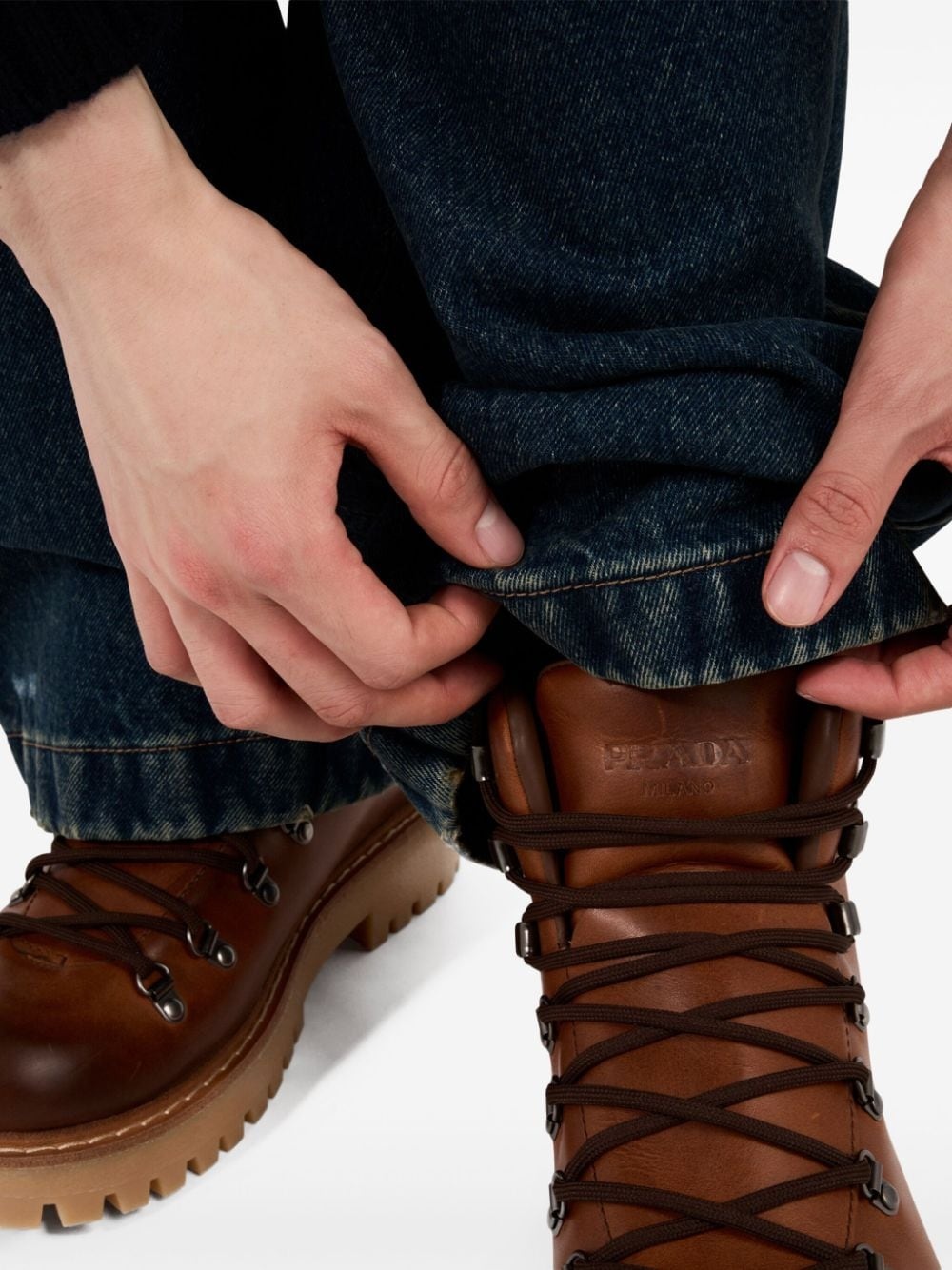 laced leather boots - 7