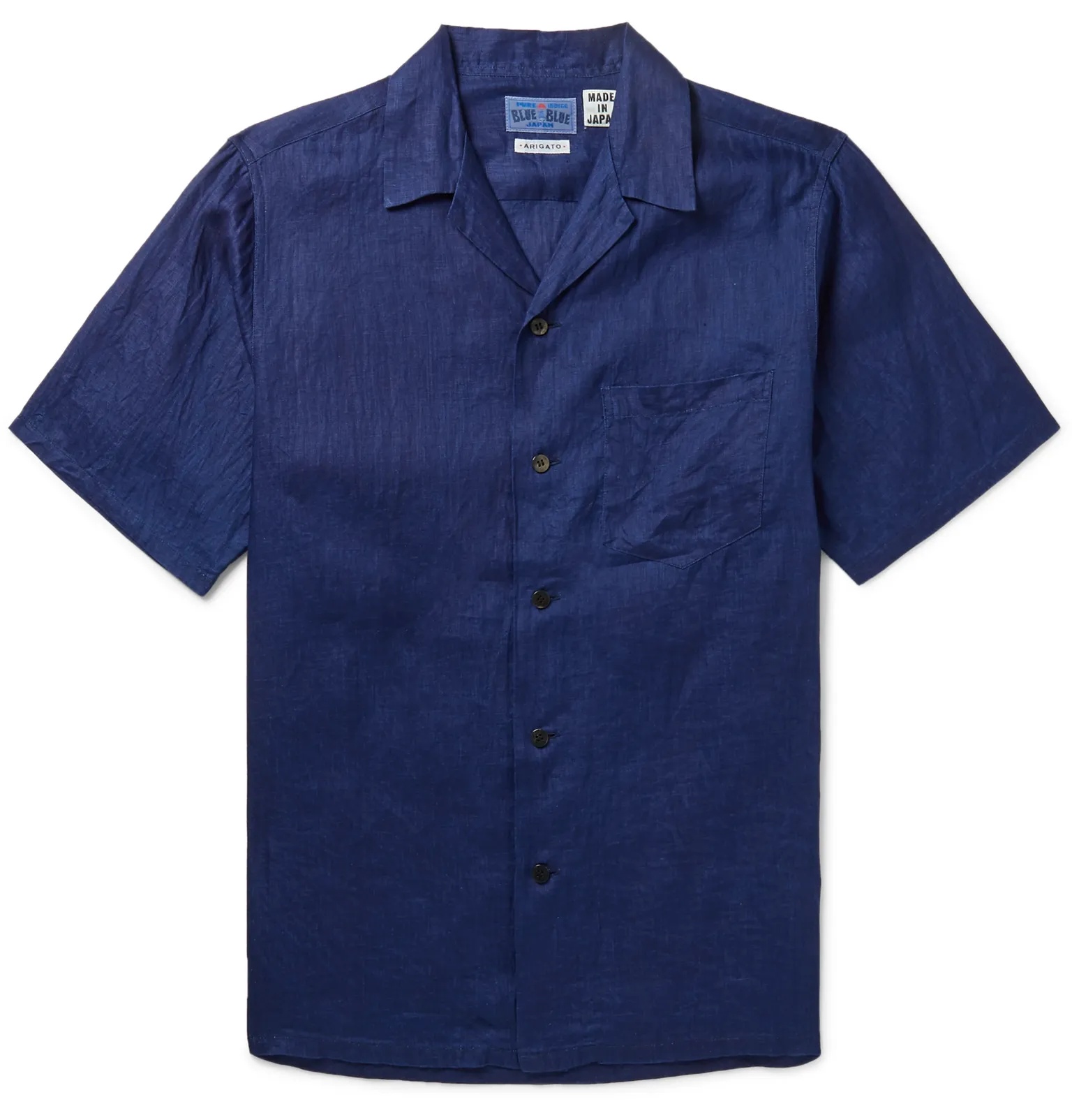 Camp-Collar Indigo-Dyed Linen Shirt - 1