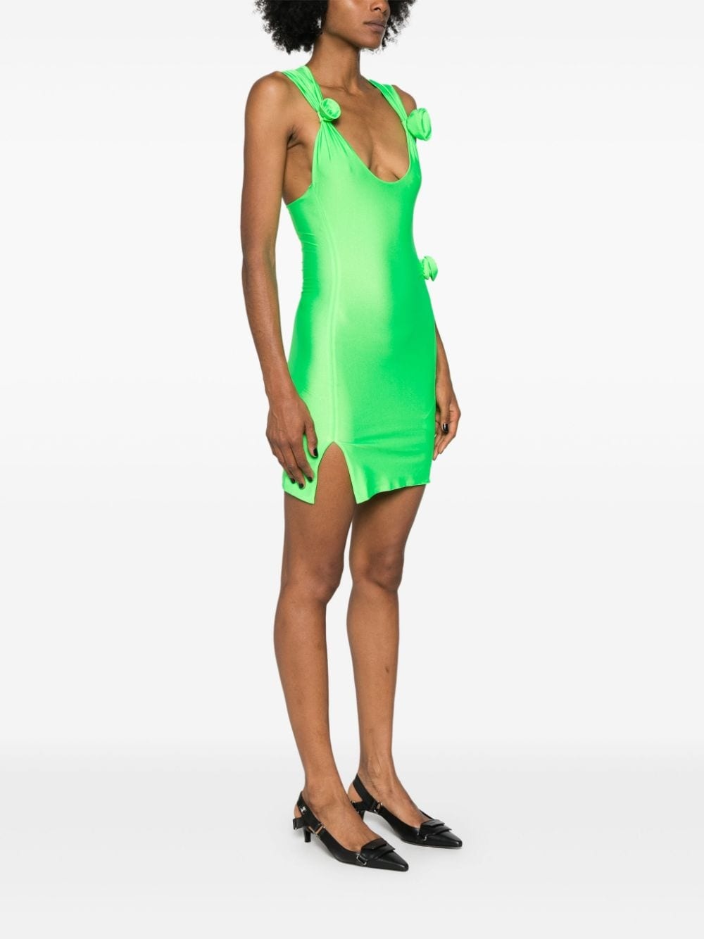 floral-appliqué mini dress - 3