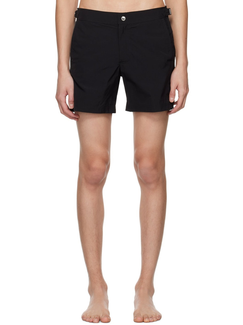 Black Cinch Tab Swim Shorts - 1