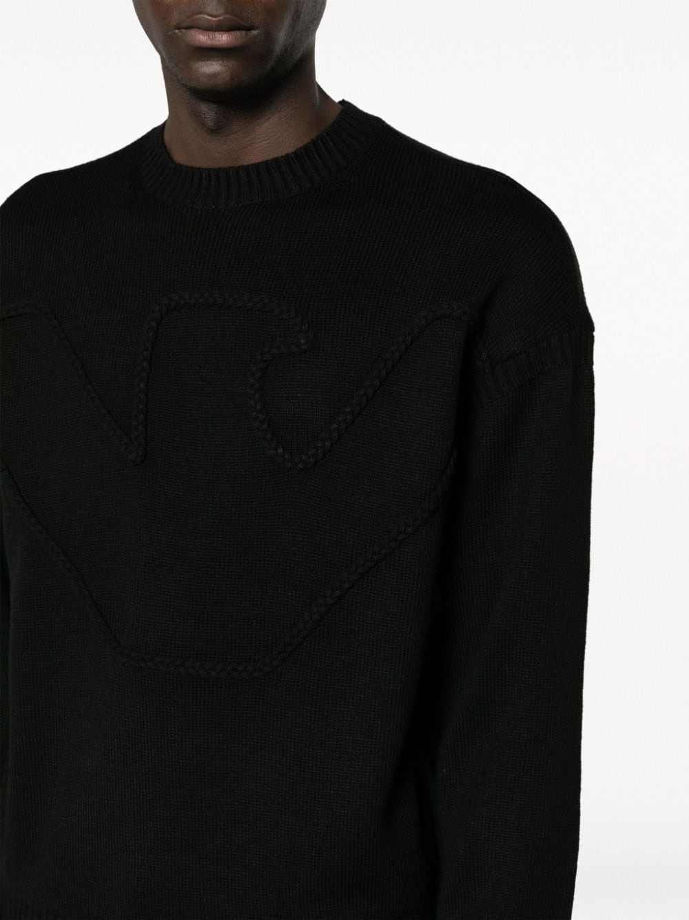 logo-embroidered wool blend jumper - 5