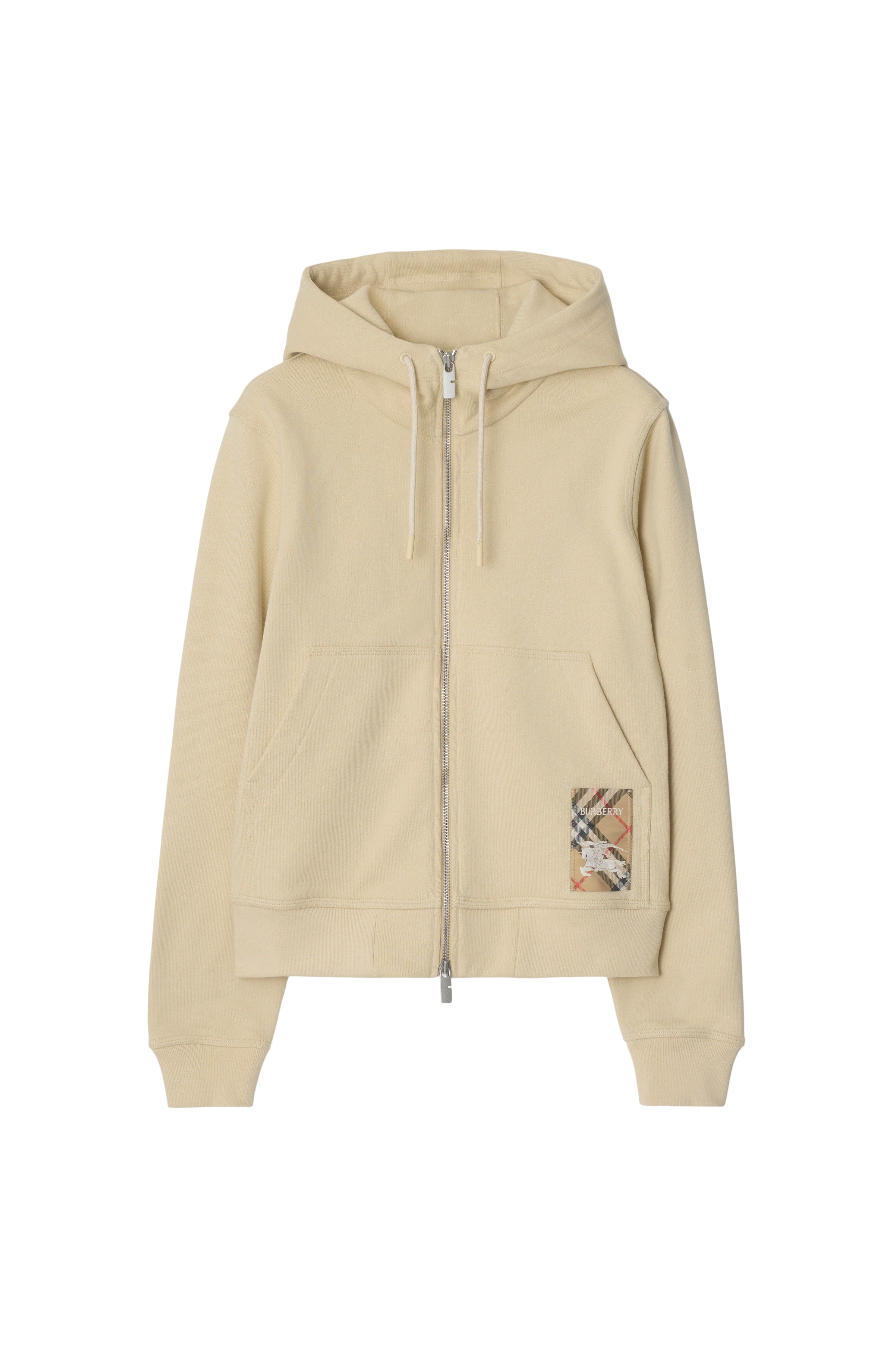 burberry Check Label Cotton Zip Hoodie in Nutmeg at Nordstrom - 3