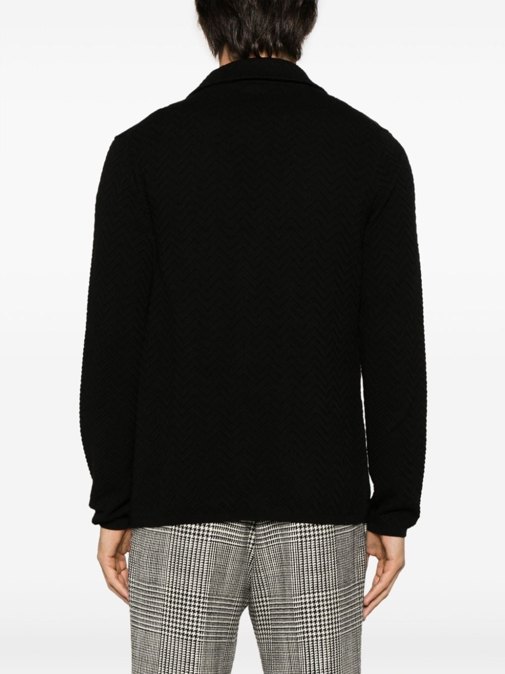 zig-zag weave single-breasted jacket - 4