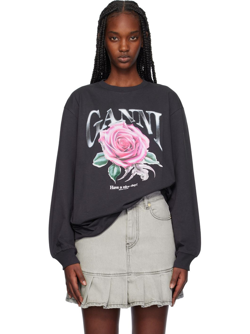Black Basic Jersey Rose Relaxed T-shirt 1