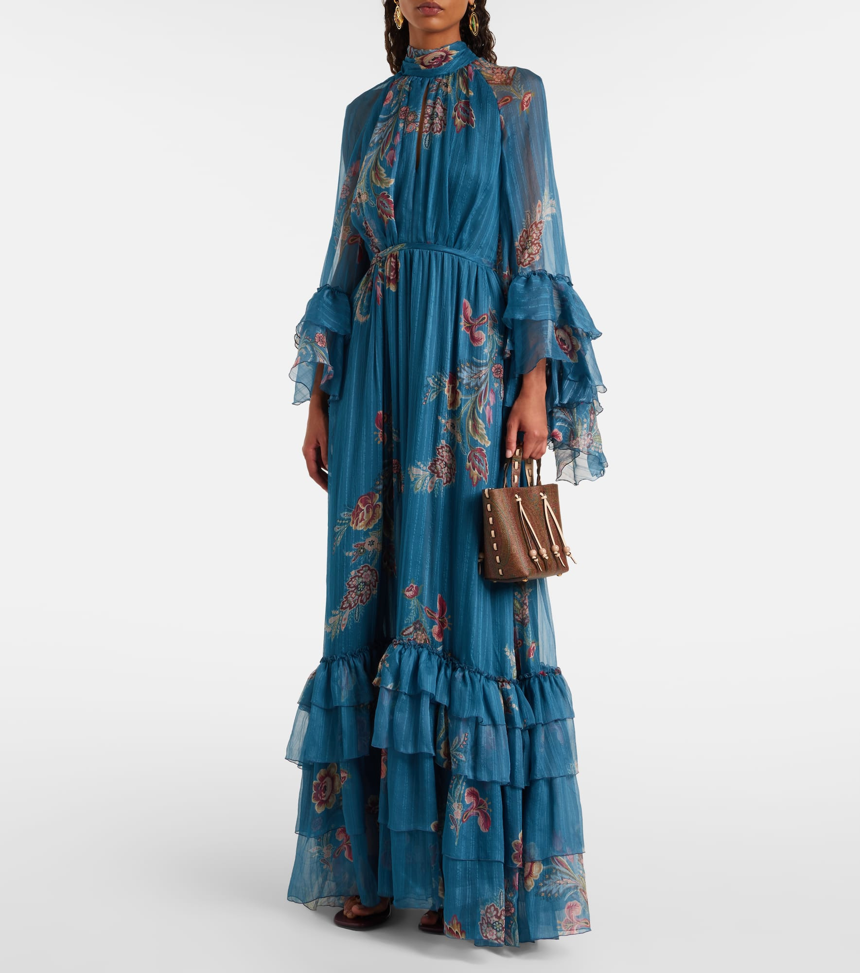 Paisley silk chiffon gown - 2