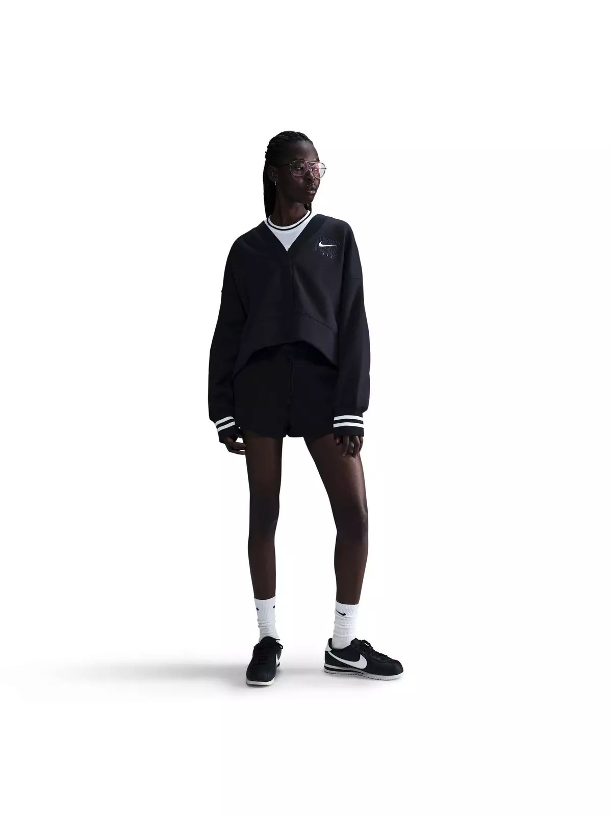 Women's Sportswear Phoenix Fleece Over-Oversized Graphic Cardigan-Black - 4