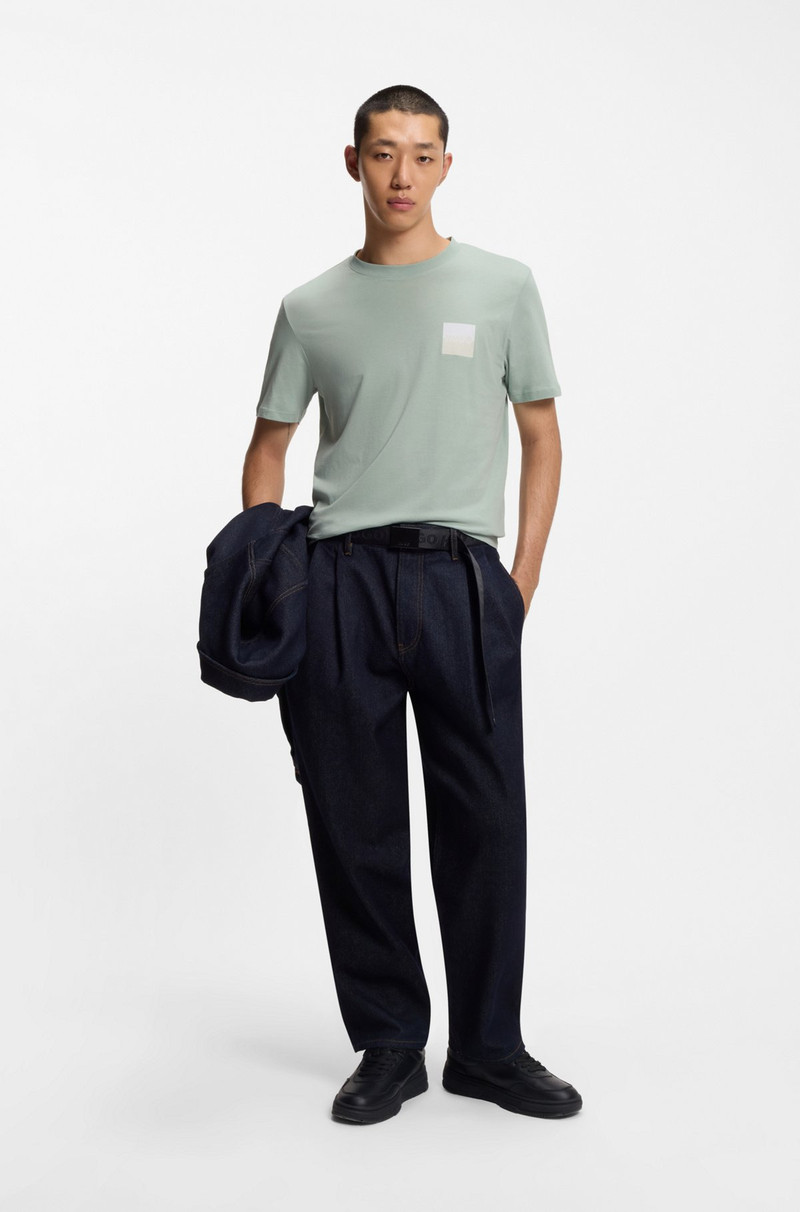 HUGO COTTON-JERSEY T-SHIRT WITH CURVED-LOGO PRINT outlook