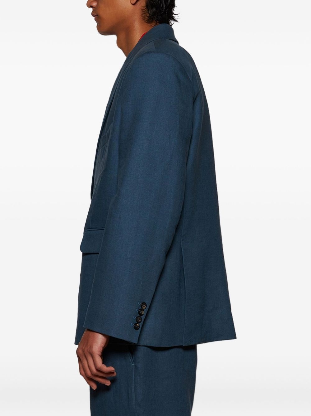 double-breasted linen jacket - 4