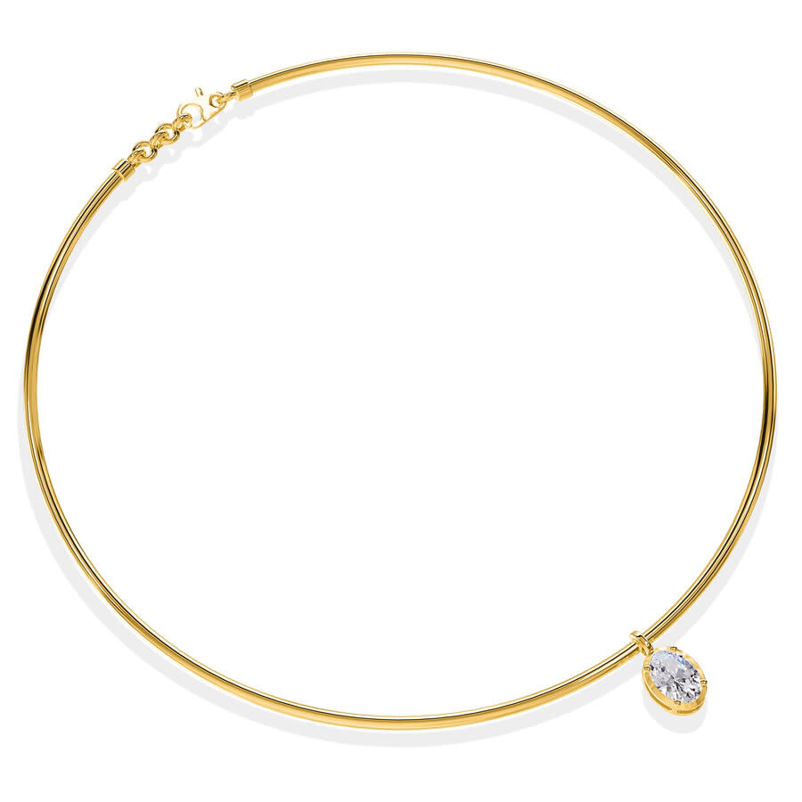 Diamond2Deal - Diamond2Deal 18k Vermeil Plated Silver 1.25 Ct Oval Cut Lab Grown Diamond Pendant Necklace 18" VVS-V - 1