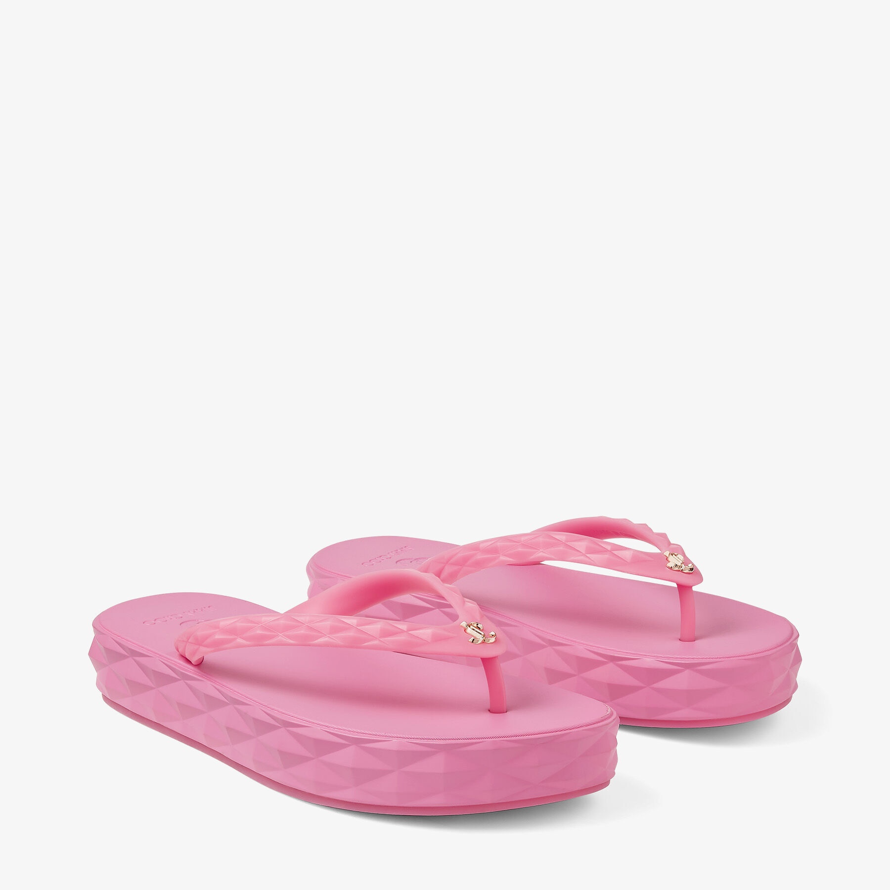 JIMMY CHOO Diamond Flip Flop Candy Pink Rubber Flip-Flops | REVERSIBLE