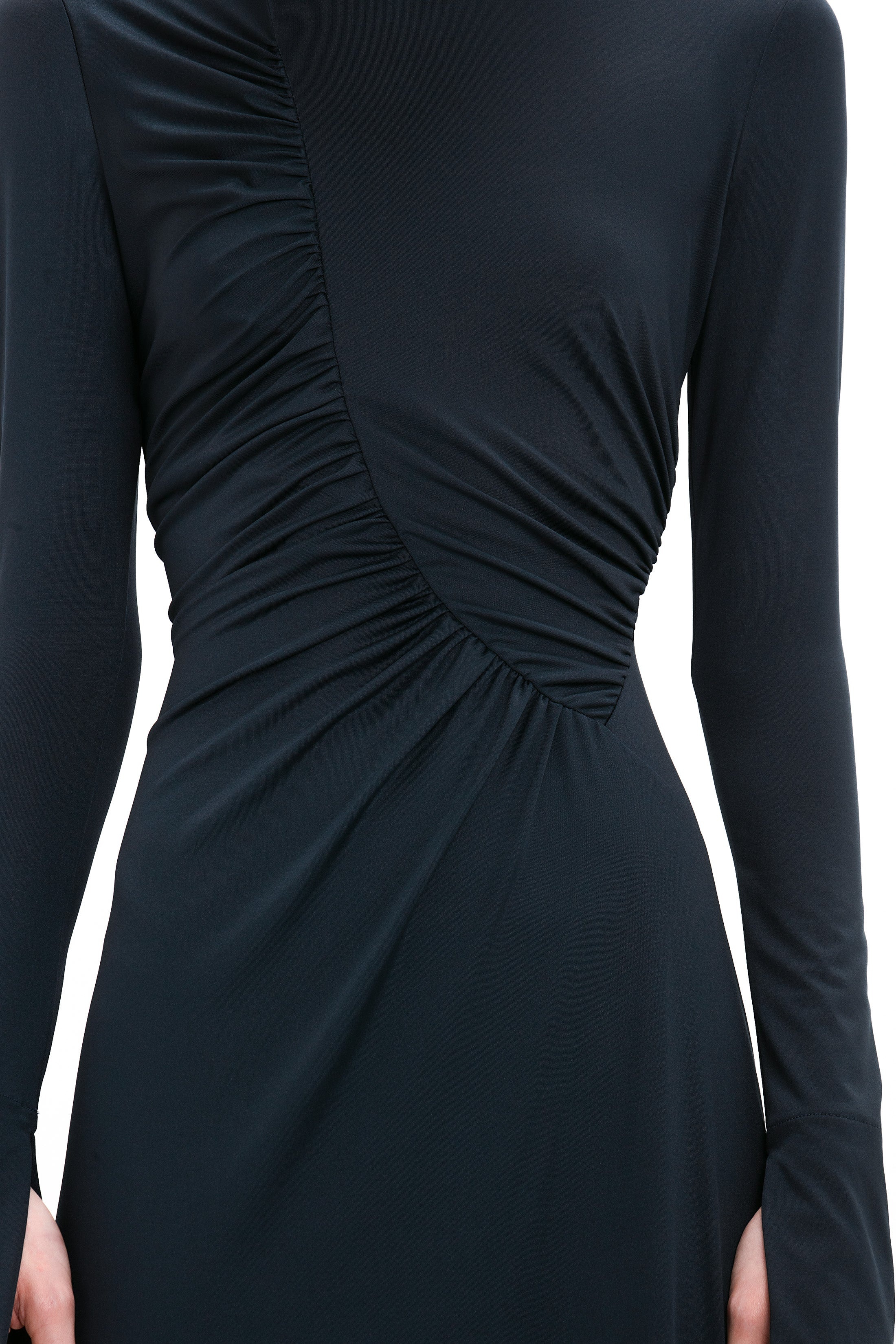 Ruched Detail Floor-Length Gown In Midnight - 2