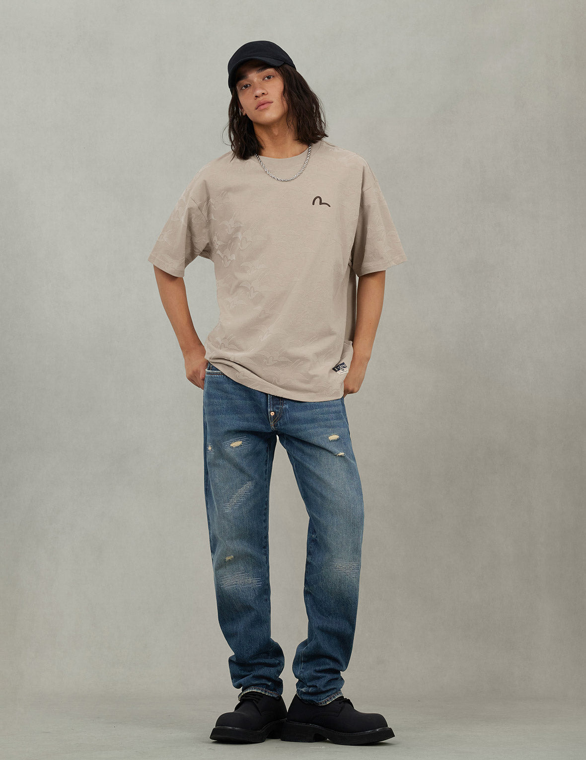 7-Pocket Design Washed Daicock Print Carrot Fit Jeans #2017 - 7
