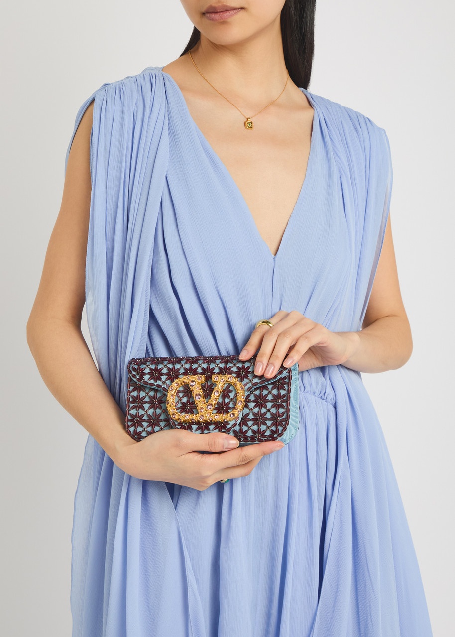 Valentino Locò Small Floral-embellished Moiré Shoulder bag - 6