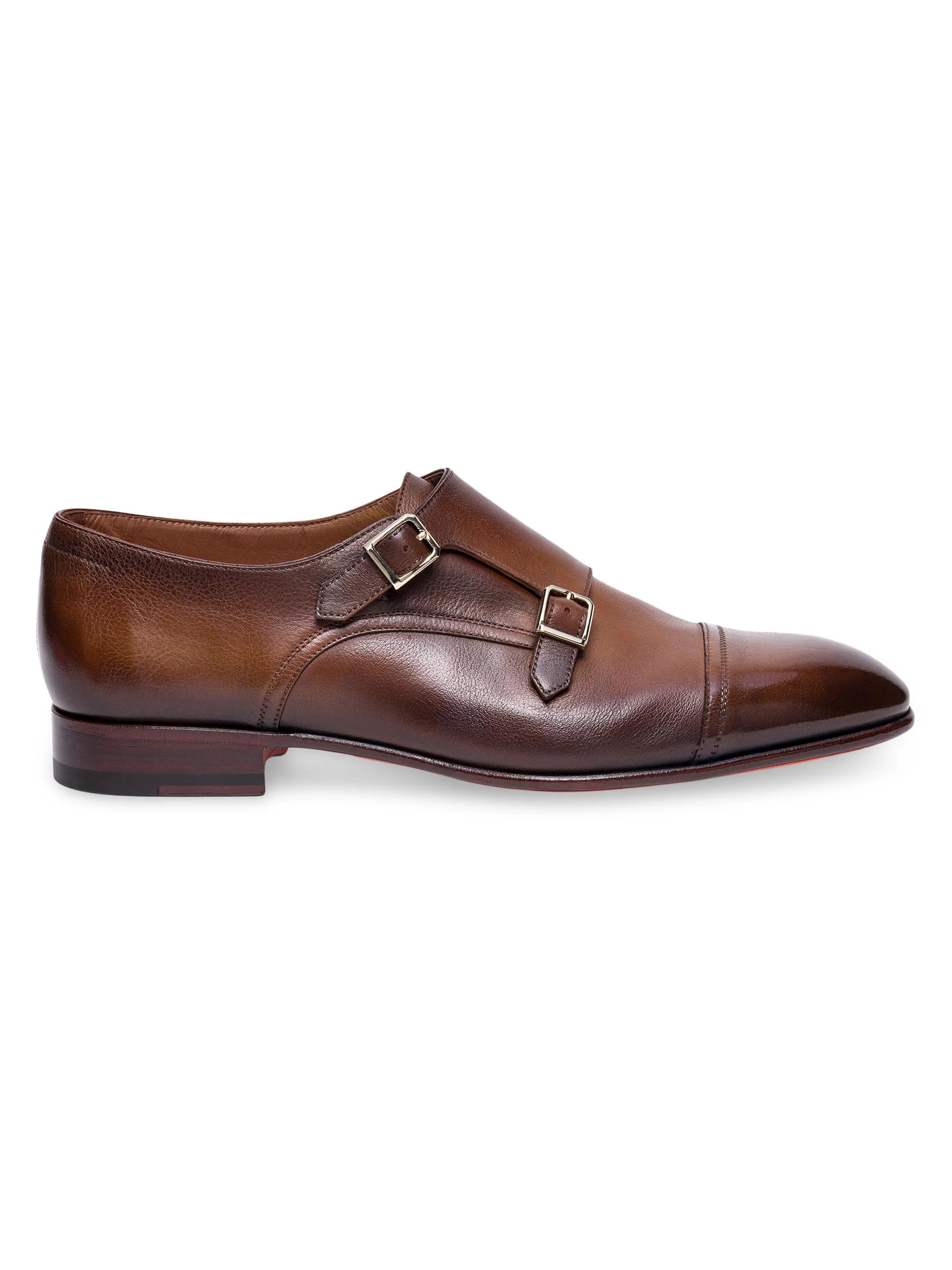 Men's Adrian Monk-Strap Leather Dress Shoes - Brown - 1