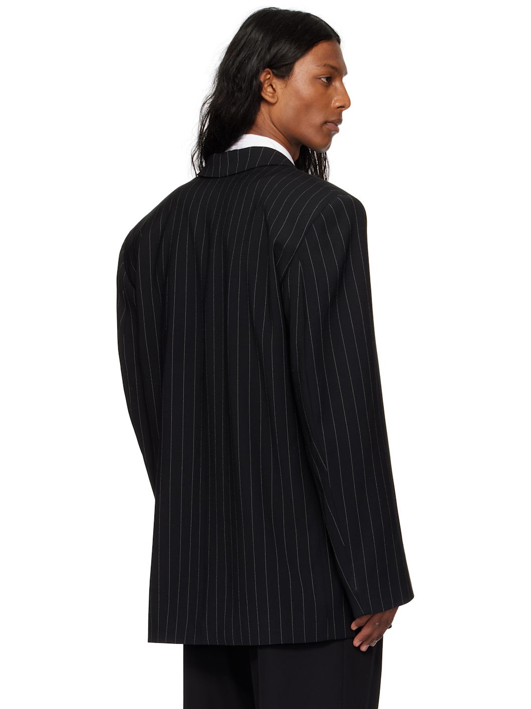 Black Single Breasted Oversized Blazer - 3
