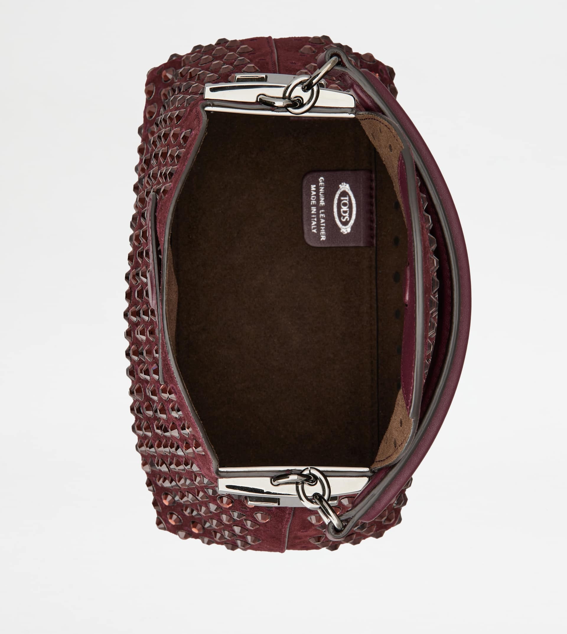 TOD'S T CASE TOTE MESSENGER BAG IN SUEDE MICRO - BURGUNDY - 4