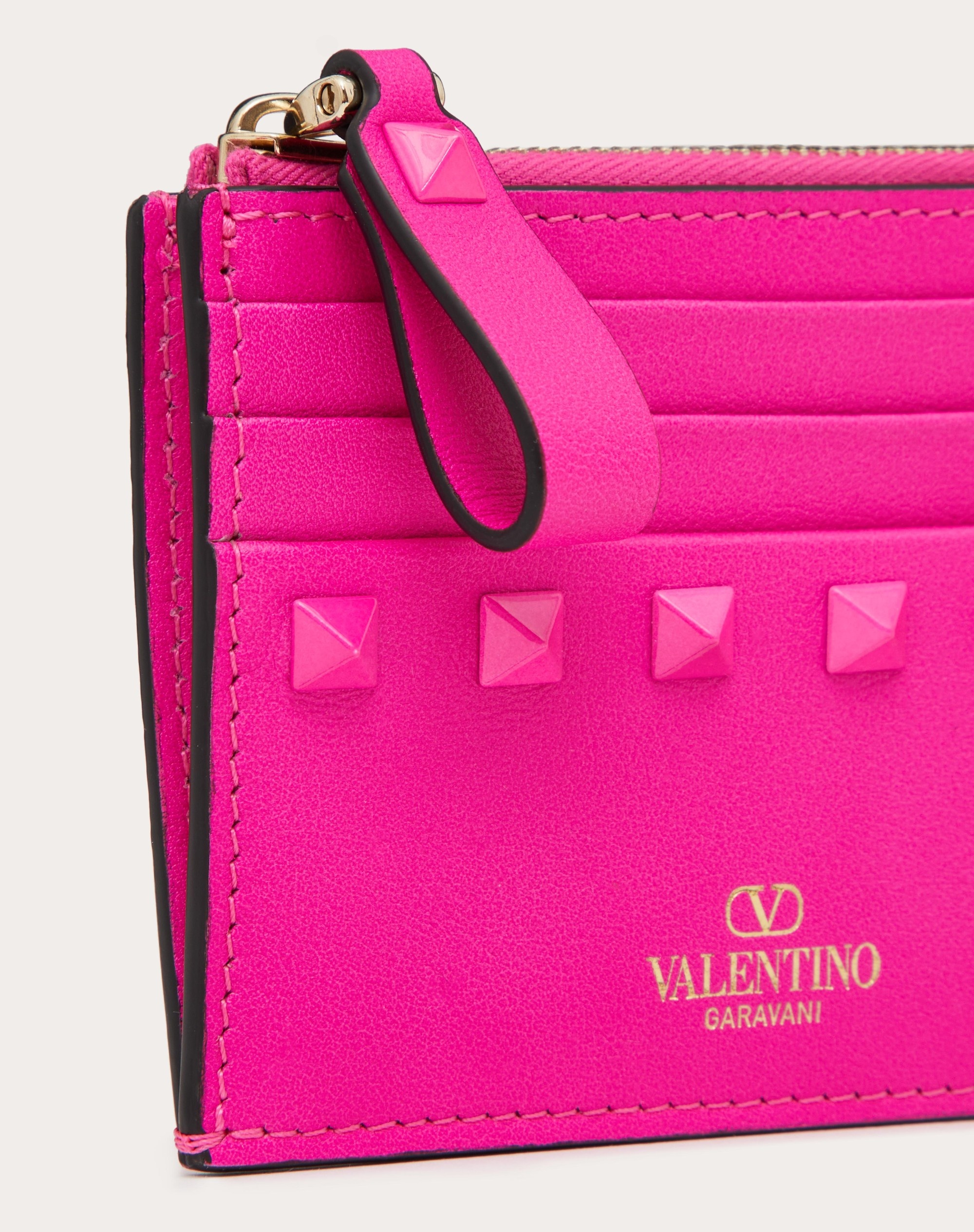 ROCKSTUD CALFSKIN CARDHOLDER WITH ZIPPER - 2
