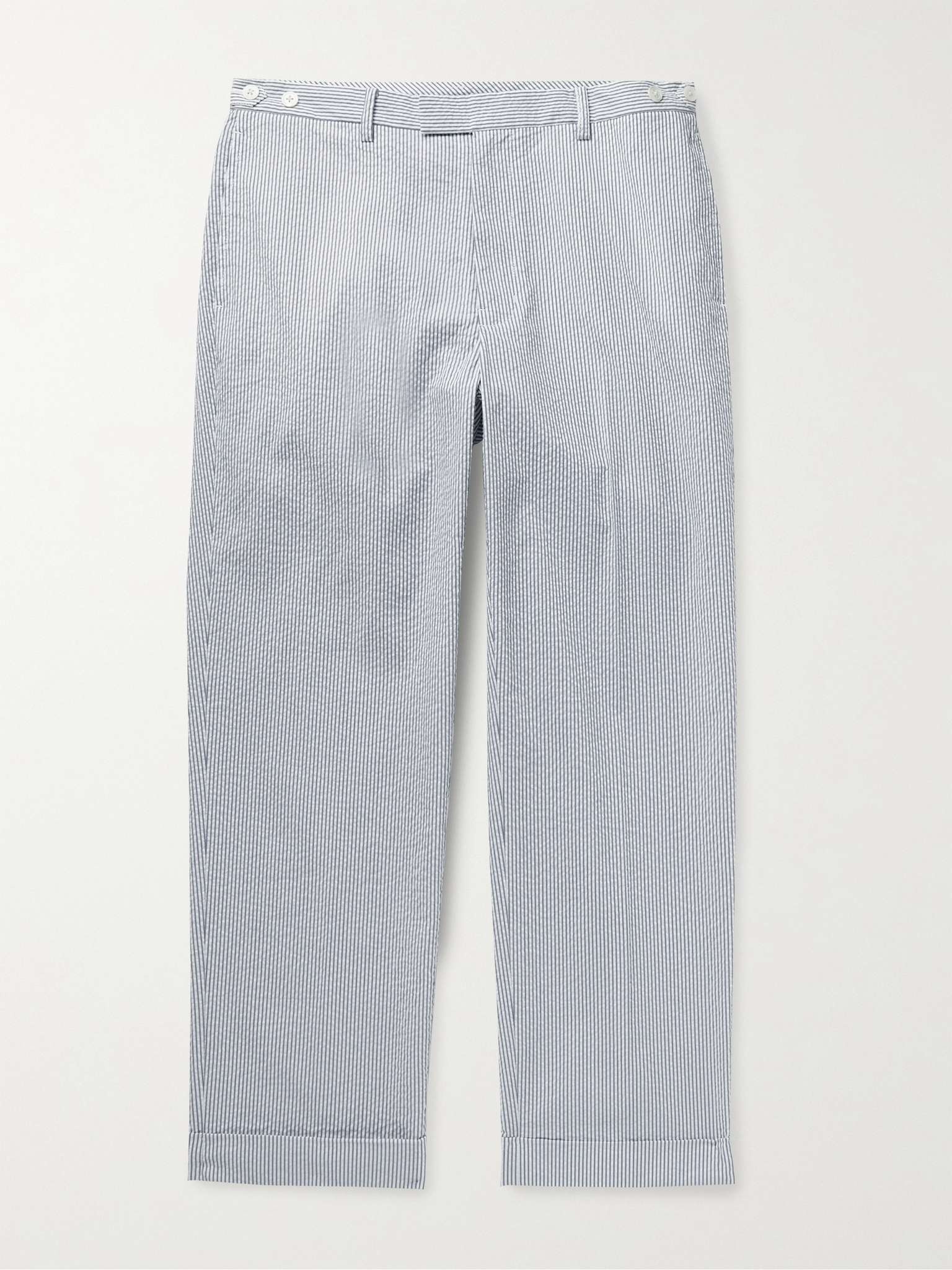 Ivy Slim-Fit Cropped Striped COOLMAX Seersucker Trousers - 1