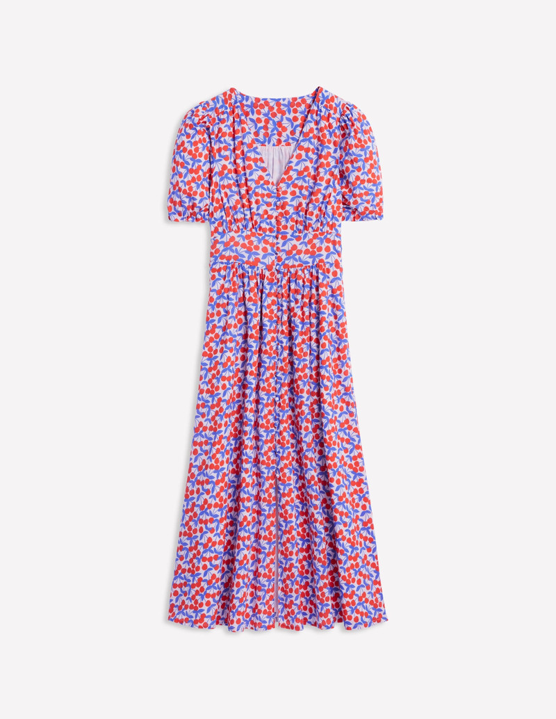 Lillian Cotton Midi Dress-Chalk Pink, Cherry Cascade 1
