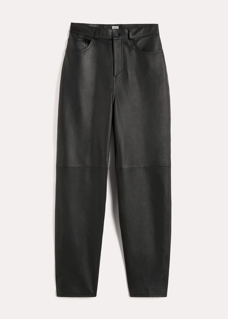 Tapered leather trousers black 1