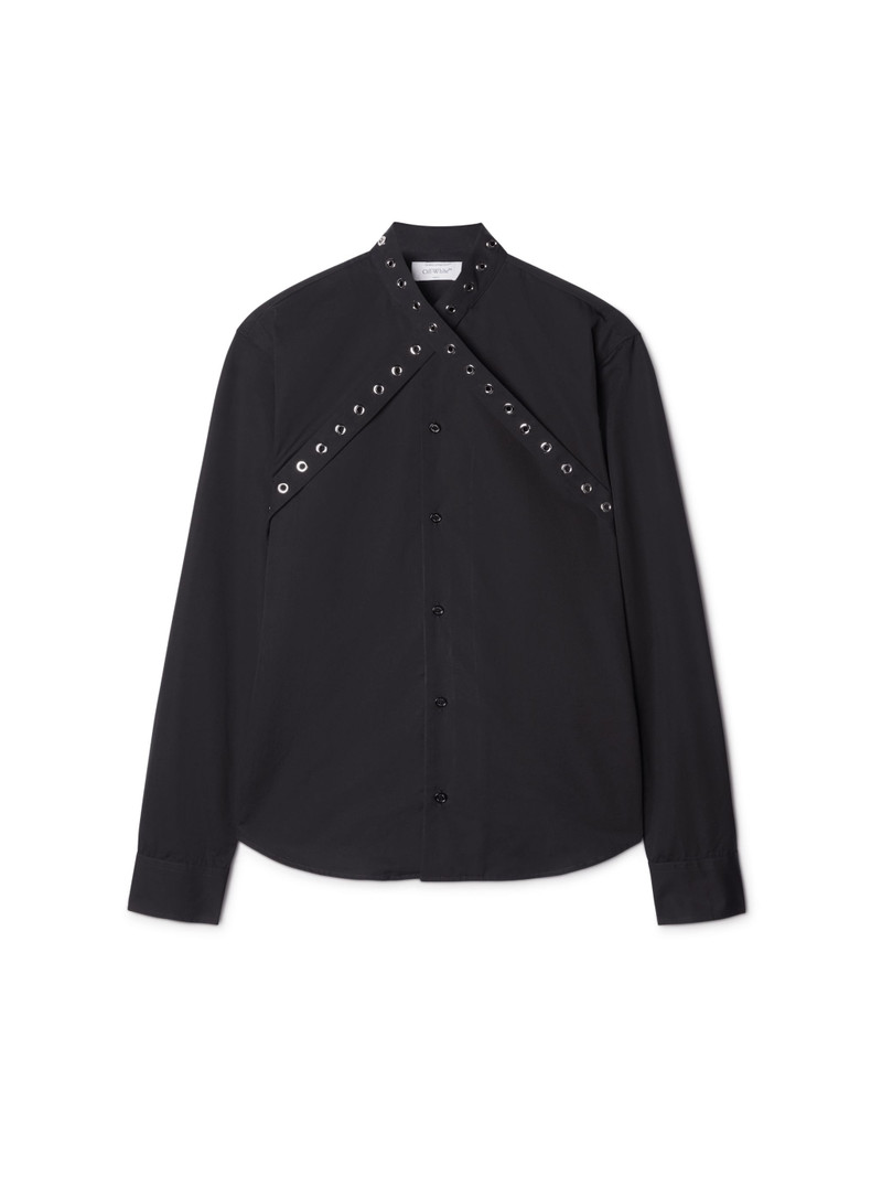 Poplin 벨트 Eyelets 크로스 셔츠 1
