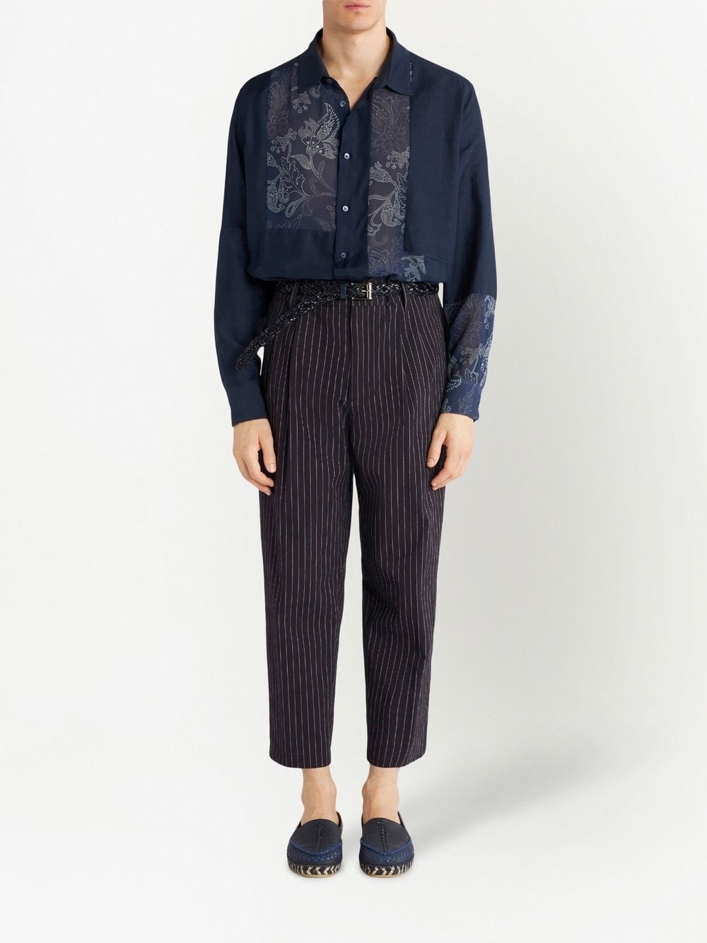 floral-print panel detail shirt - 2