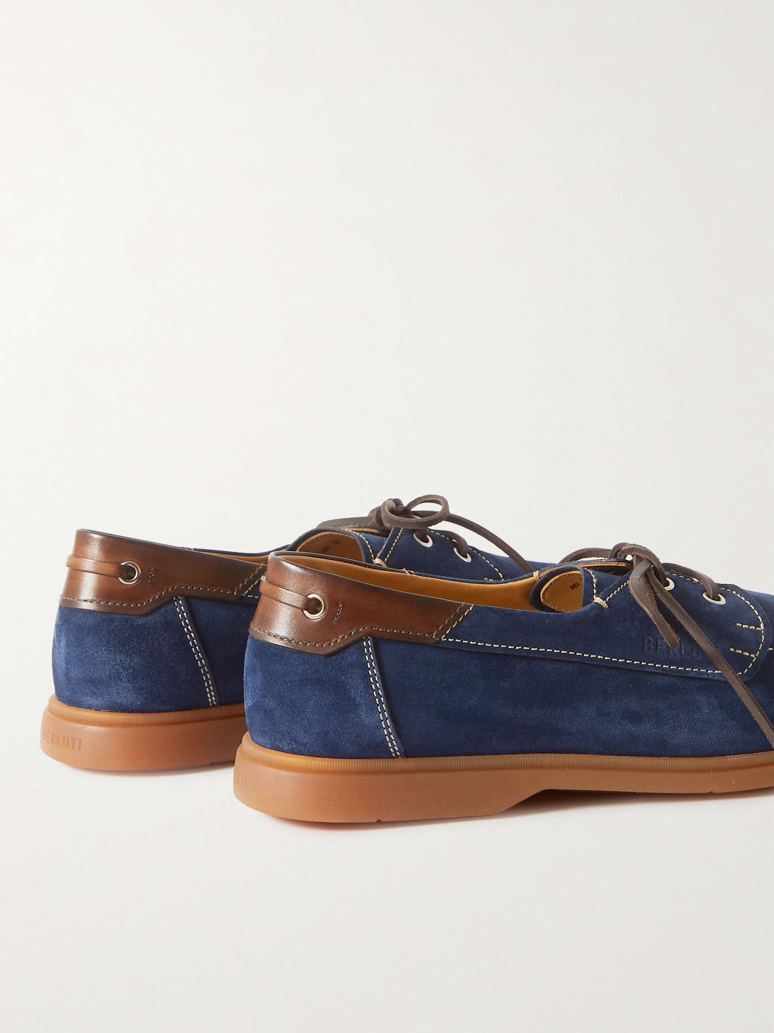 Latitude Leather-Trimmed Suede Boat Shoes - 5