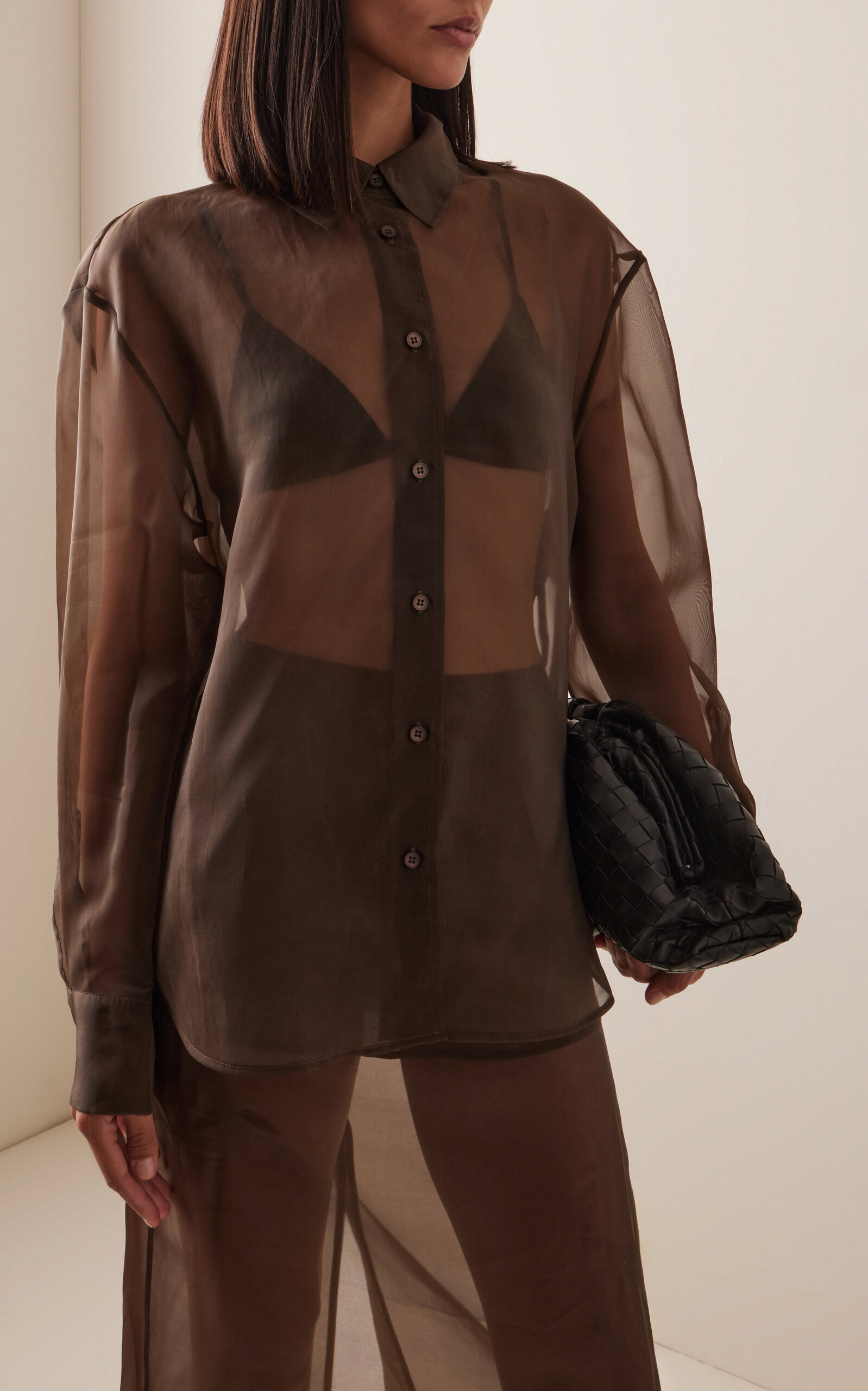 Peri Silk-Blend Chiffon Shirt brown - 2