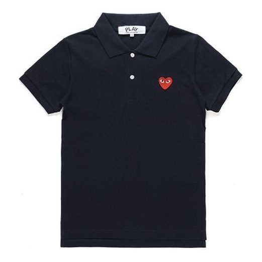 COMME des GARCONS PLAY Polo Red Emblem 'Navy' AZ-T006-051-2 - 1