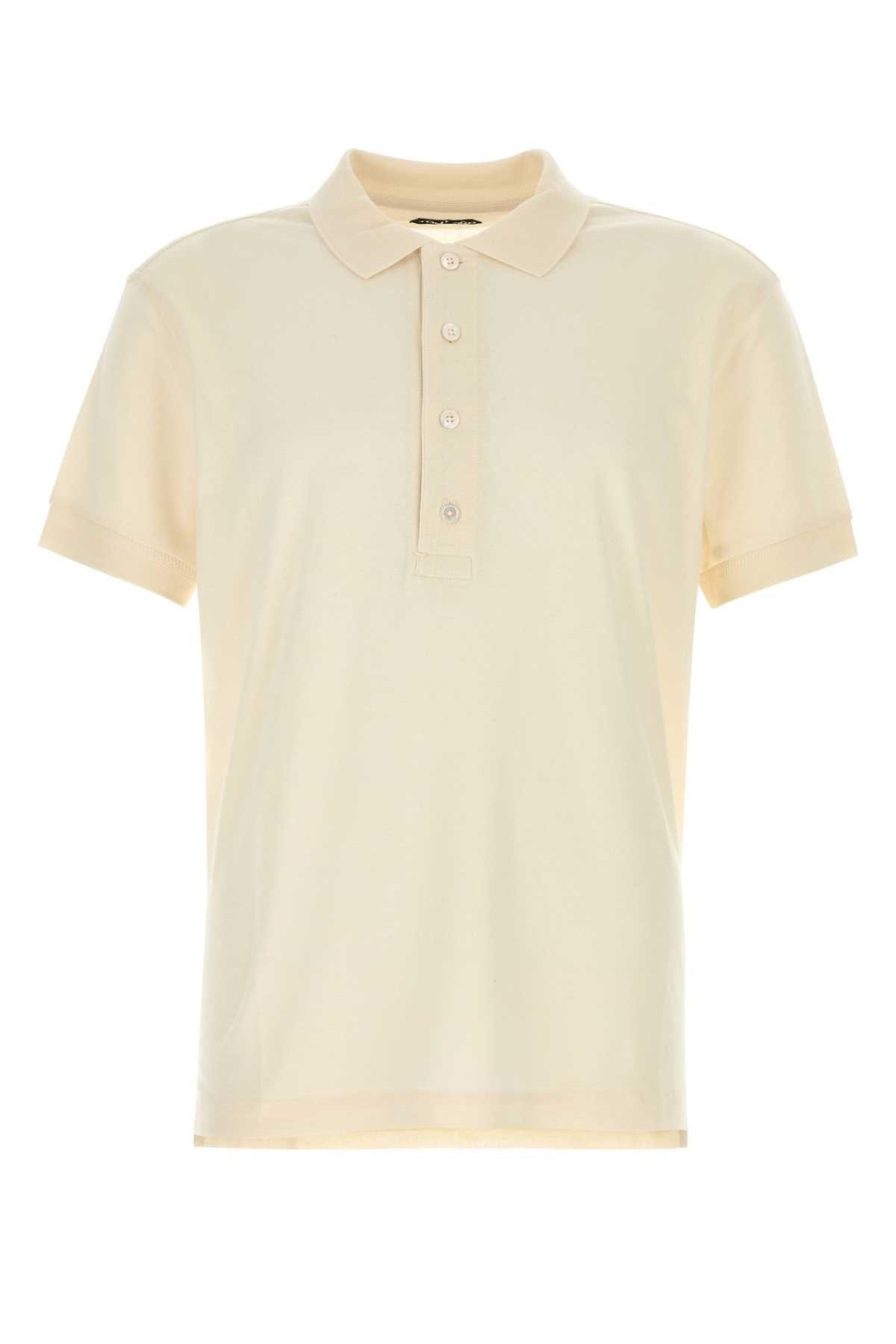 Tom Ford Men Ivory Cotton Blend Polo Shirt - 1