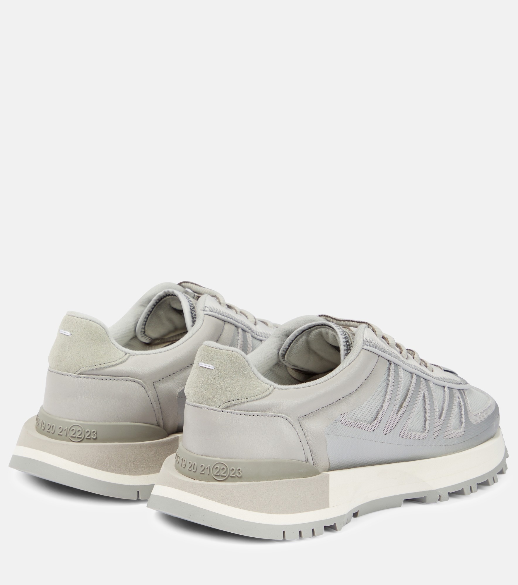 Leather-trimmed low-top sneakers - 3