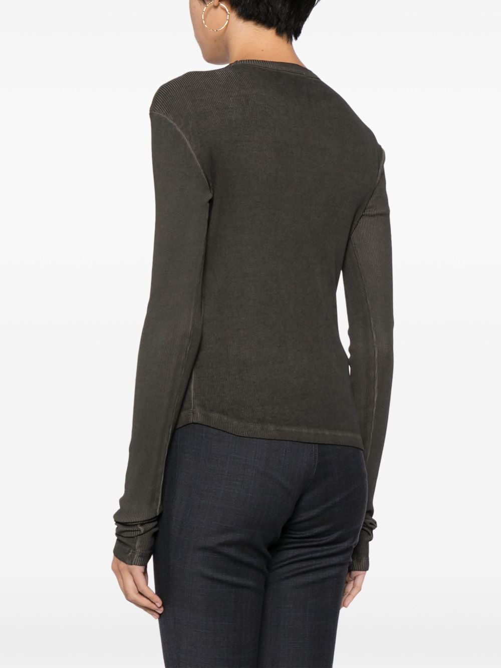 logo-print ribbed cotton T-shirt - 4