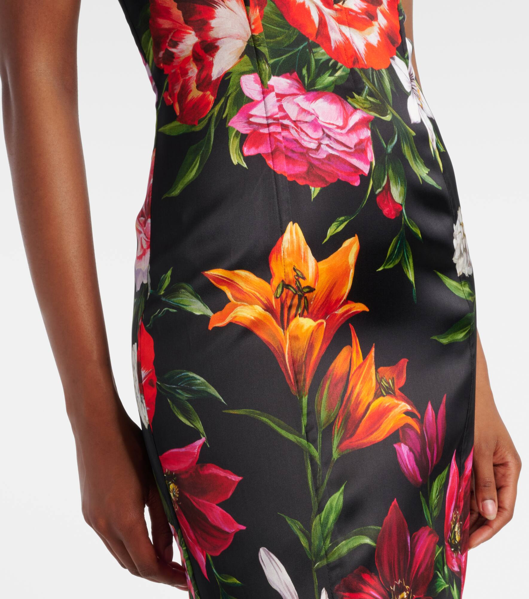 Floral satin midi dress - 5
