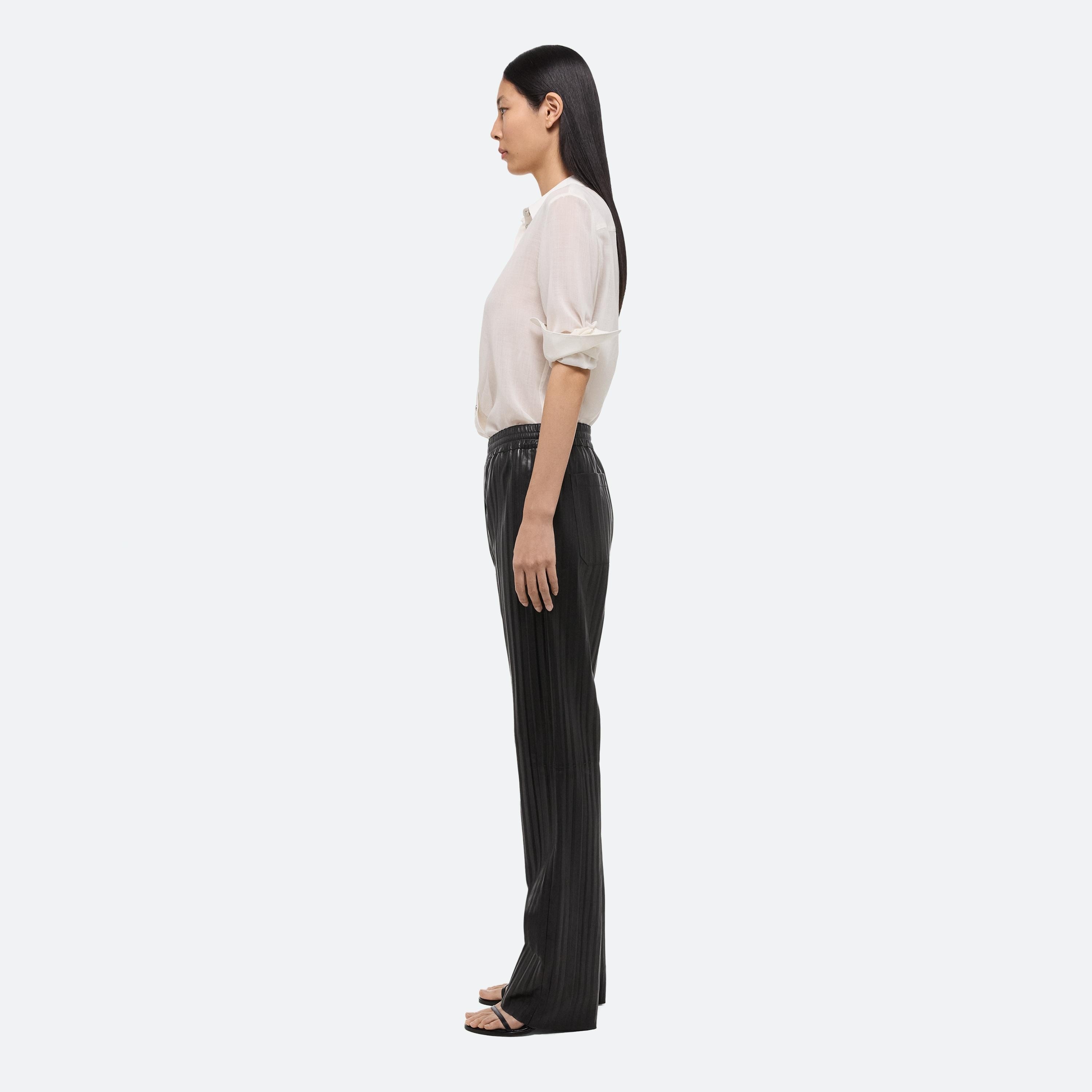 PLEATED LEATHER CAR TROUSER - 4
