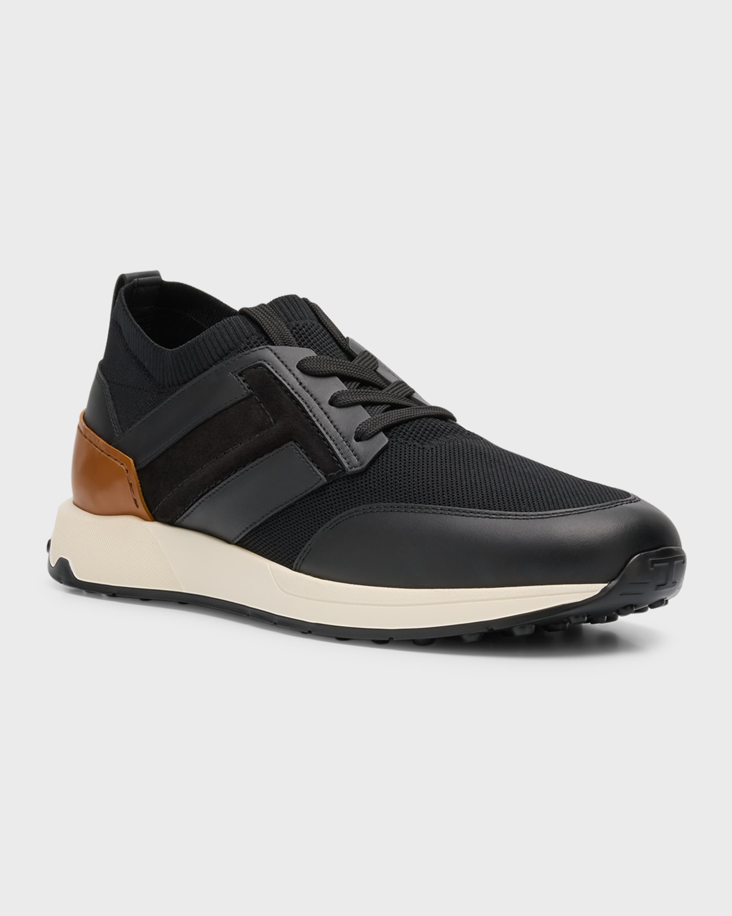 Men's Maglia Leather and Technical Knit Runner Sneakers - 4