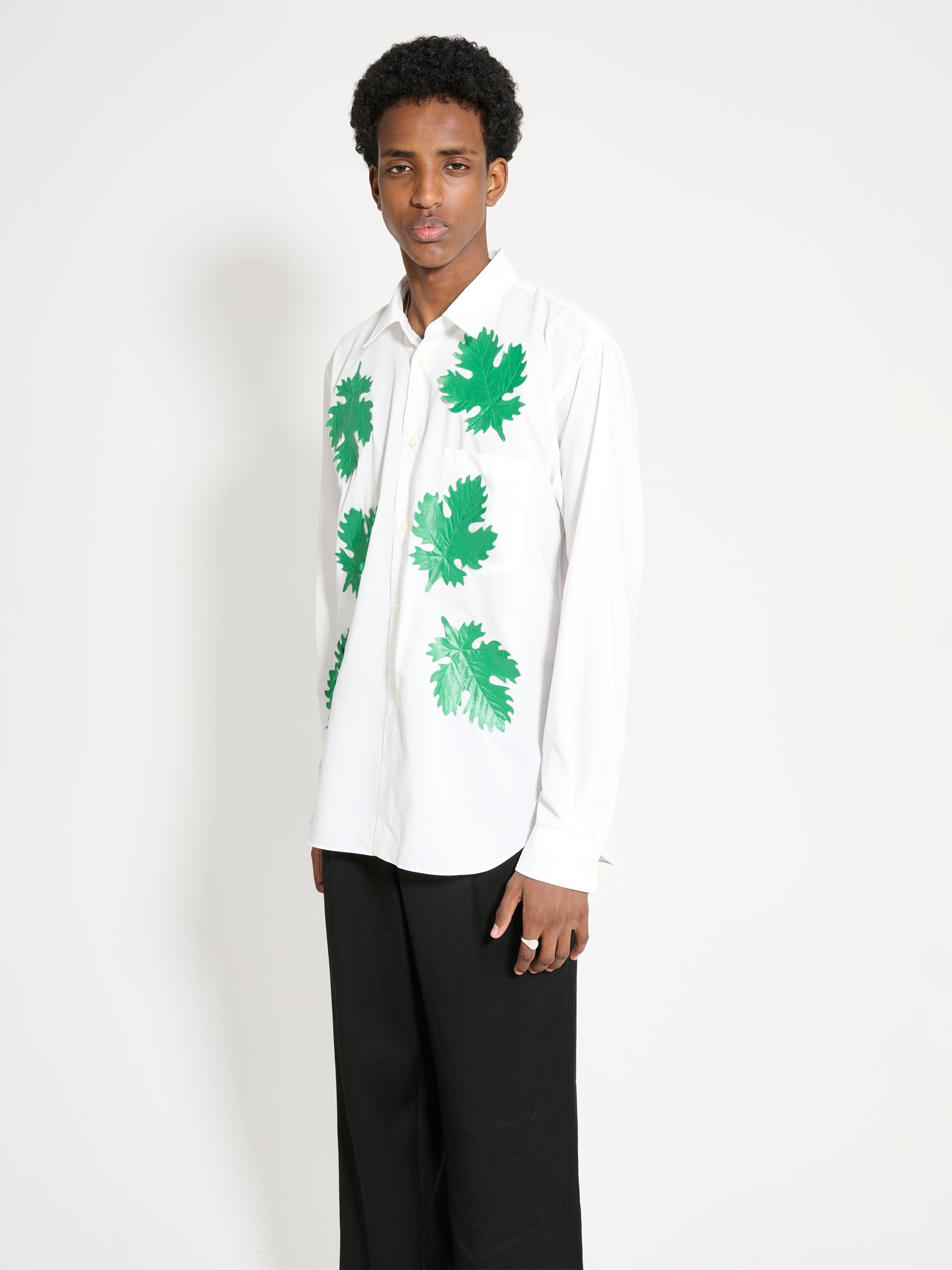 COMME DES GARÇONS HOMME PLUS BROAD LEAF MOTIF C SHIRT WHITE / GREEN - 2