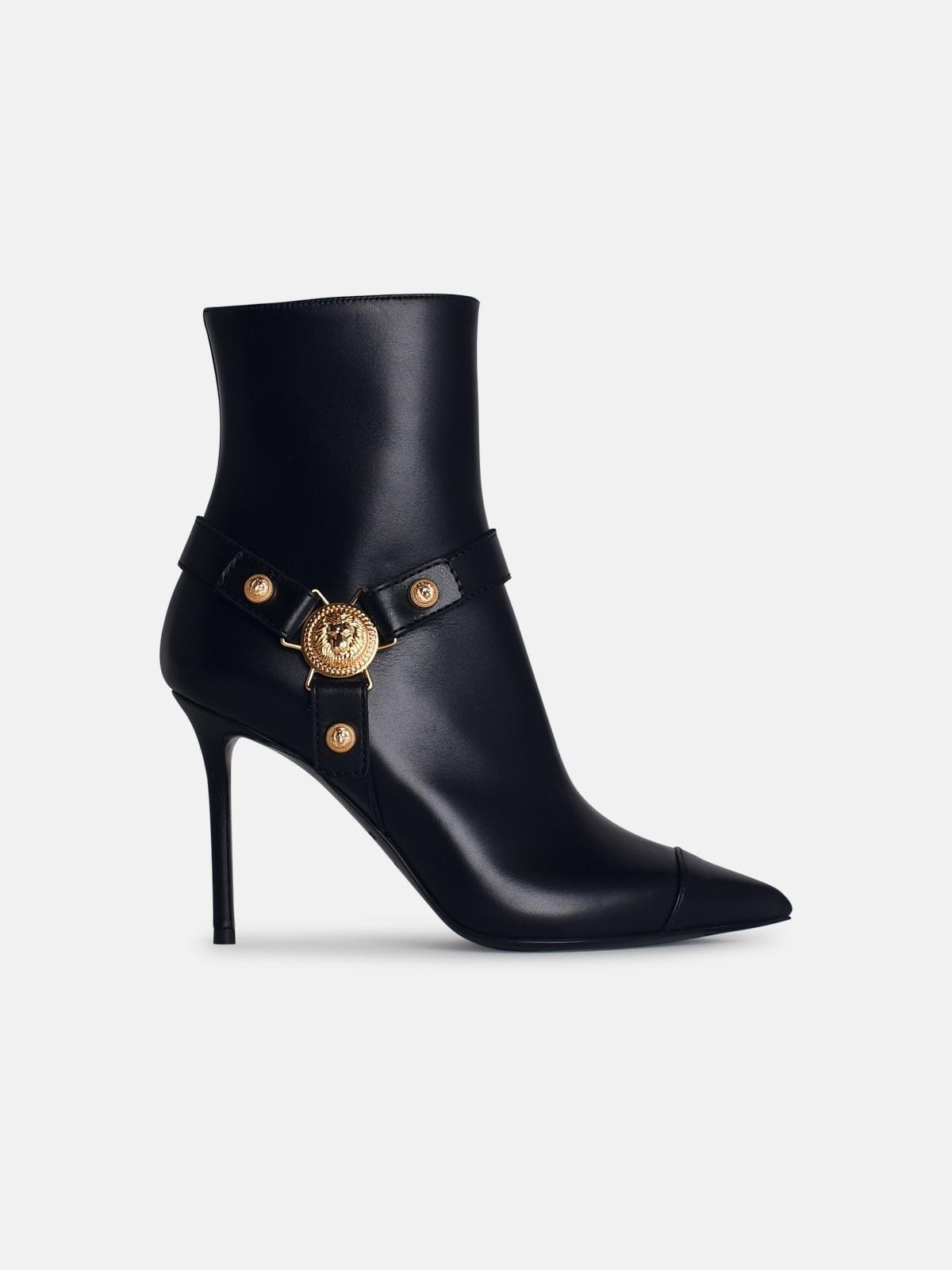 'EVA' BLACK LEATHER ANKLE BOOTS - 1